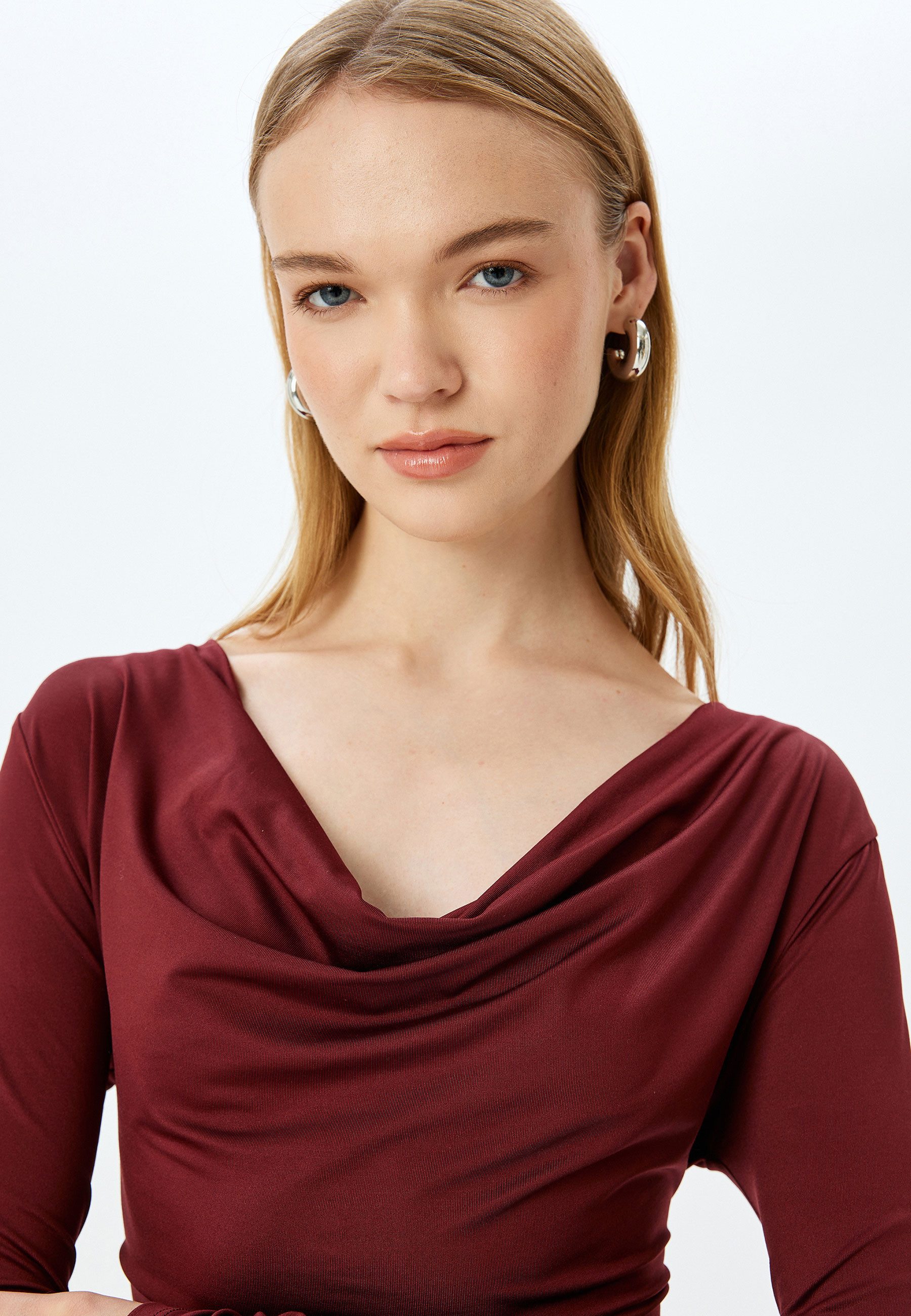 Koton T-Shirt Langärmelig Degaje Kragen T-Shirt