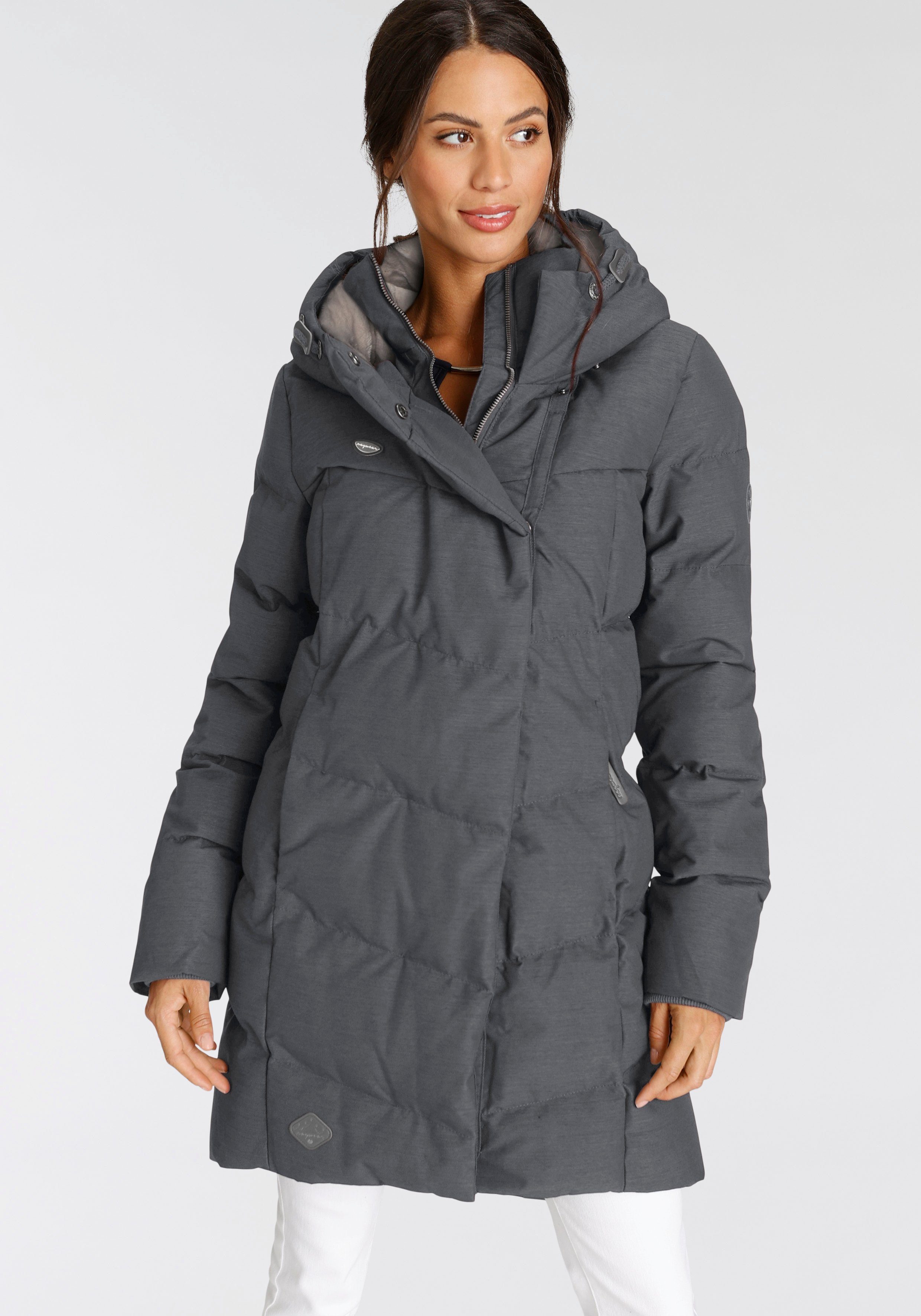 mit GREY Kapuze gesteppter Steppjacke O Winterparka PAVLINNA stylischer, Ragwear