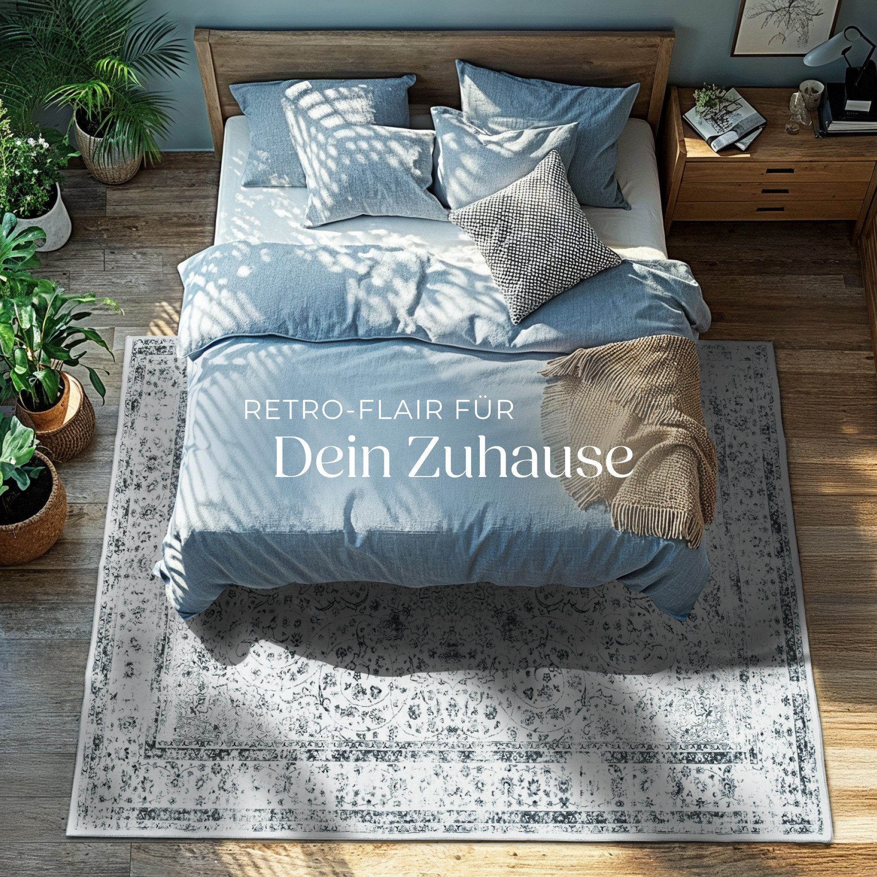 tectake Teppich flauschiger Vintage Designer Teppich, rutschfeste Unterseite, Eckig, Höhe: 0,6 mm, orientalisches Muster, pflegeleichter, strapazierfähig und waschbar