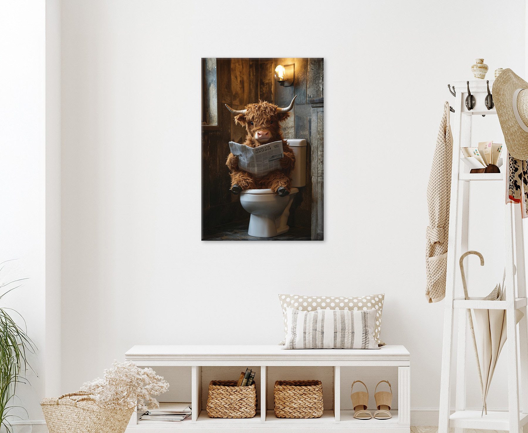 Bönninghoff Leinwandbild Wandbild HIGHLAND NEWS 60x90 cm – Leinwandbild Keilrahmen Deko modern, Hochlandrind, Humor, Kuh, Kuhbilder, Kühe, Tiere (1 St), auf Kei – Bild 2 von 5