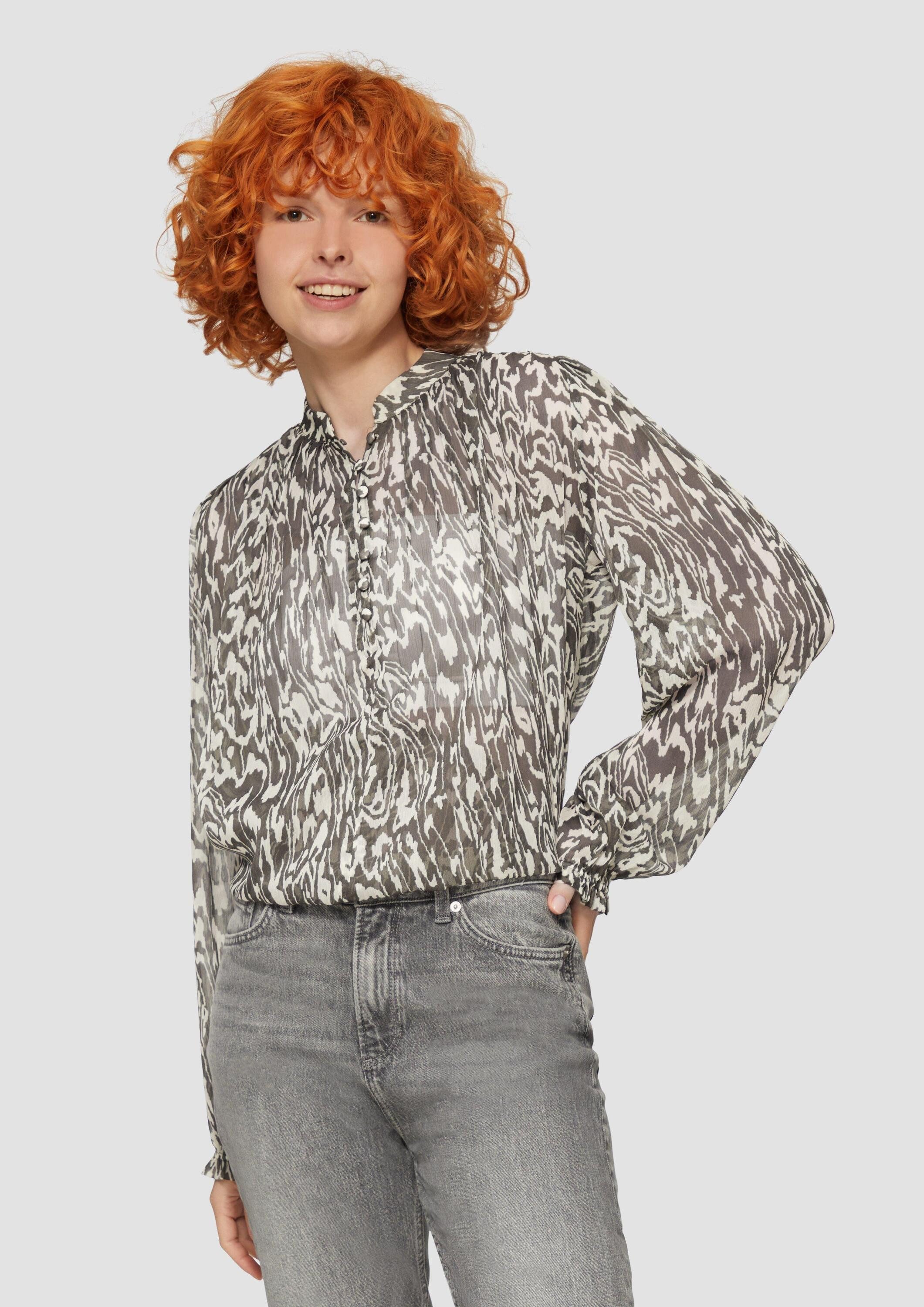 QS Langarmbluse Bluse Transparente Bluse mit All-over-Print günstig online kaufen