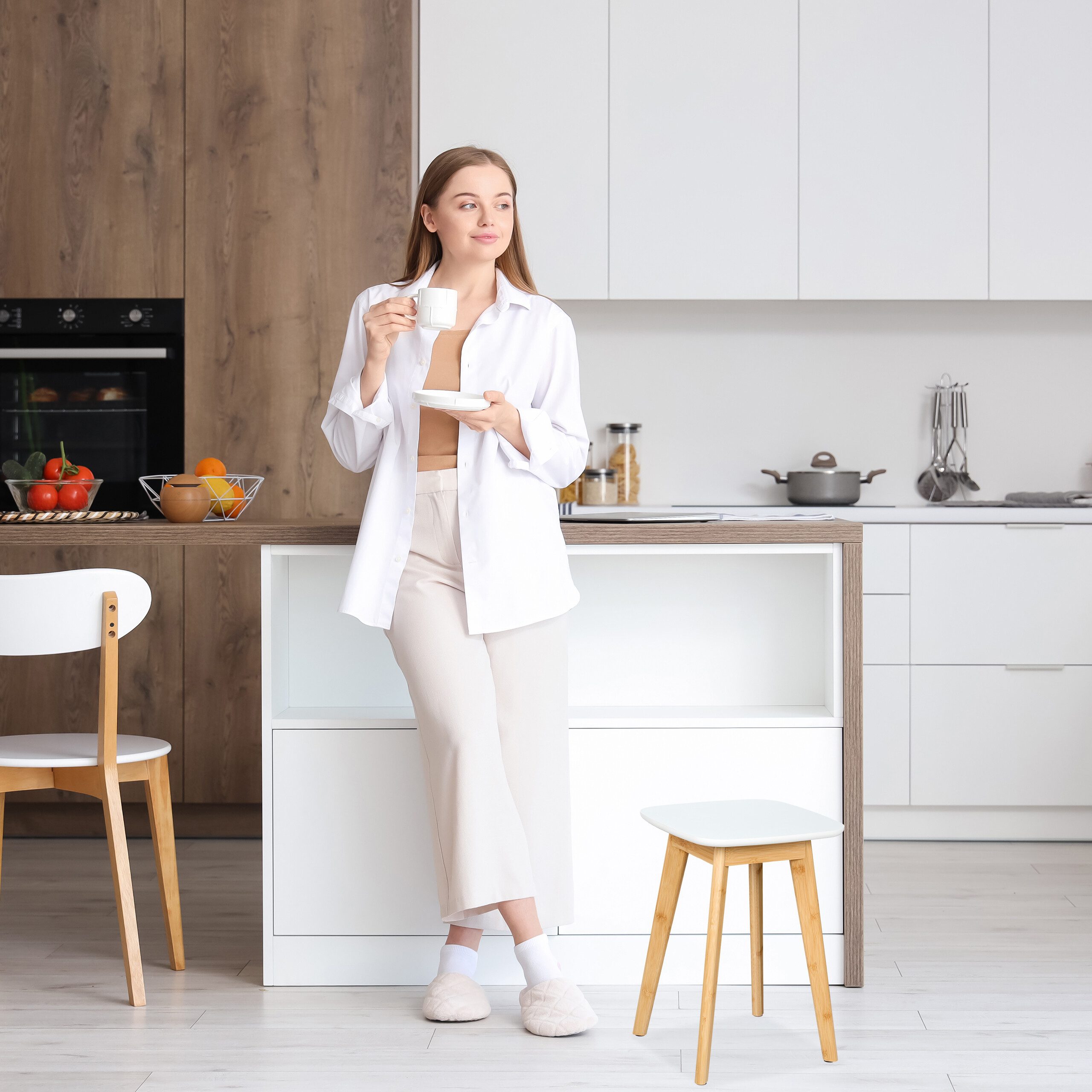 relaxdays Sitzhocker Esszimmerhocker aus Bambus günstig online kaufen