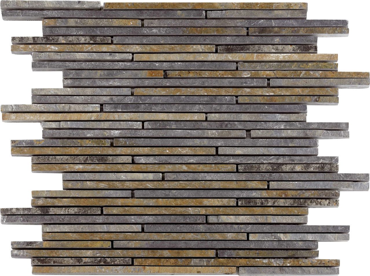 KNG Mosaikfliesen Mosaikfliese Schiefer Mini-Sticks 30 x 30 cm, Naturstein, Braun Grau