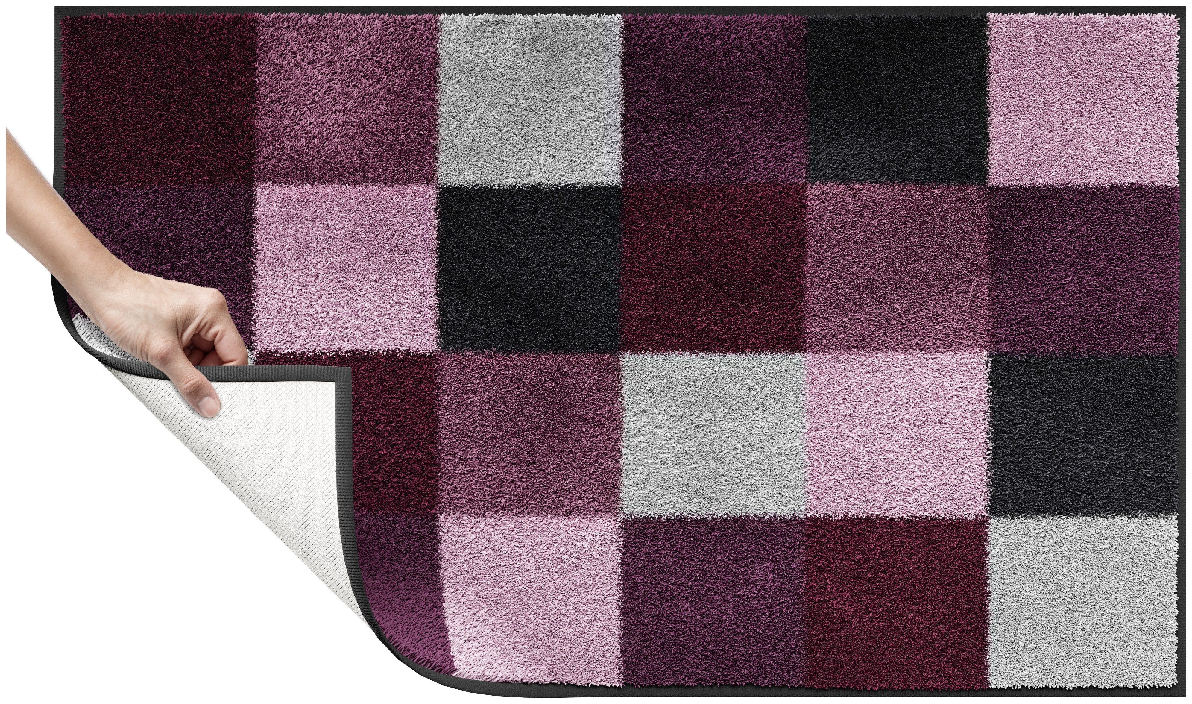 Grund Badematte Mosaik, Badvorleger, Badezimmer Teppich, sehr weich, Höhe 20 mm, rutschhemmend beschichtet, fußbodenheizungsgeeignet, Kunstfaser, rechteckig, angenehm weich, auch als 3 teiliges Set erhältlich, Made in Europe