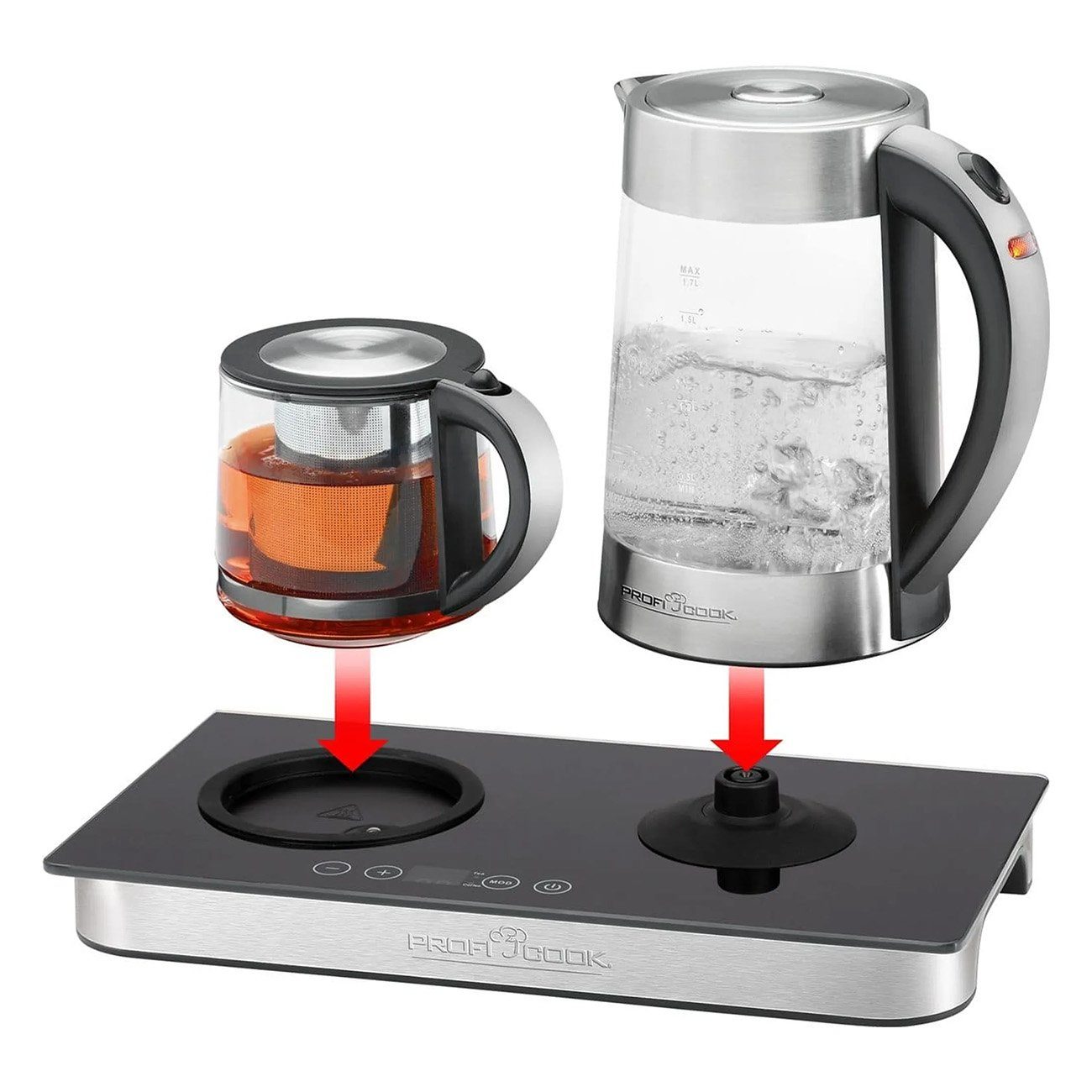 ProfiCook Wasserkocher Teebereiter, Kaffeebereiter PC-TKS 1056, 1,7 l, 2200  W