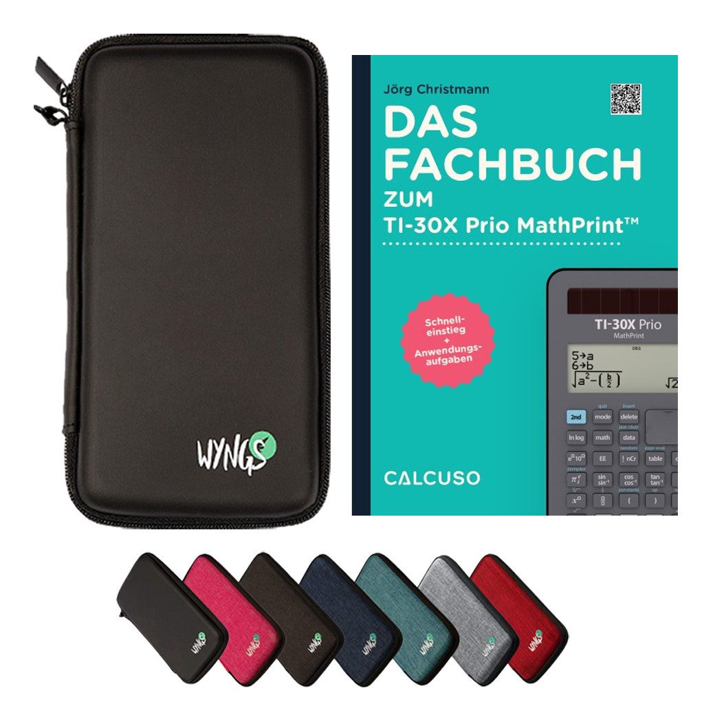 CALCUSO Taschenrechner Zubehör zum TI-30X Prio MathPrint - Fachbuch & Schutztasche Schwarz