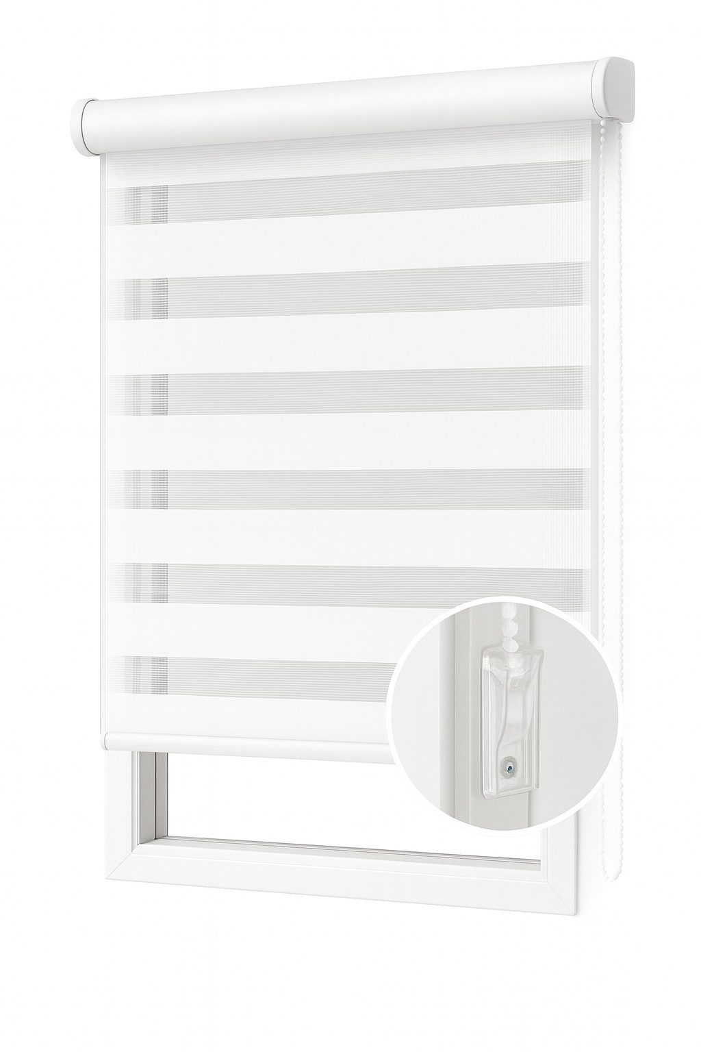 Doppelrollo Tag-Nacht Fensterrollo Klemmfix Zebrarollo mit Stopper, Furnify, ohne Bohren, Klemmfix, Kettenzug mit Stopper
