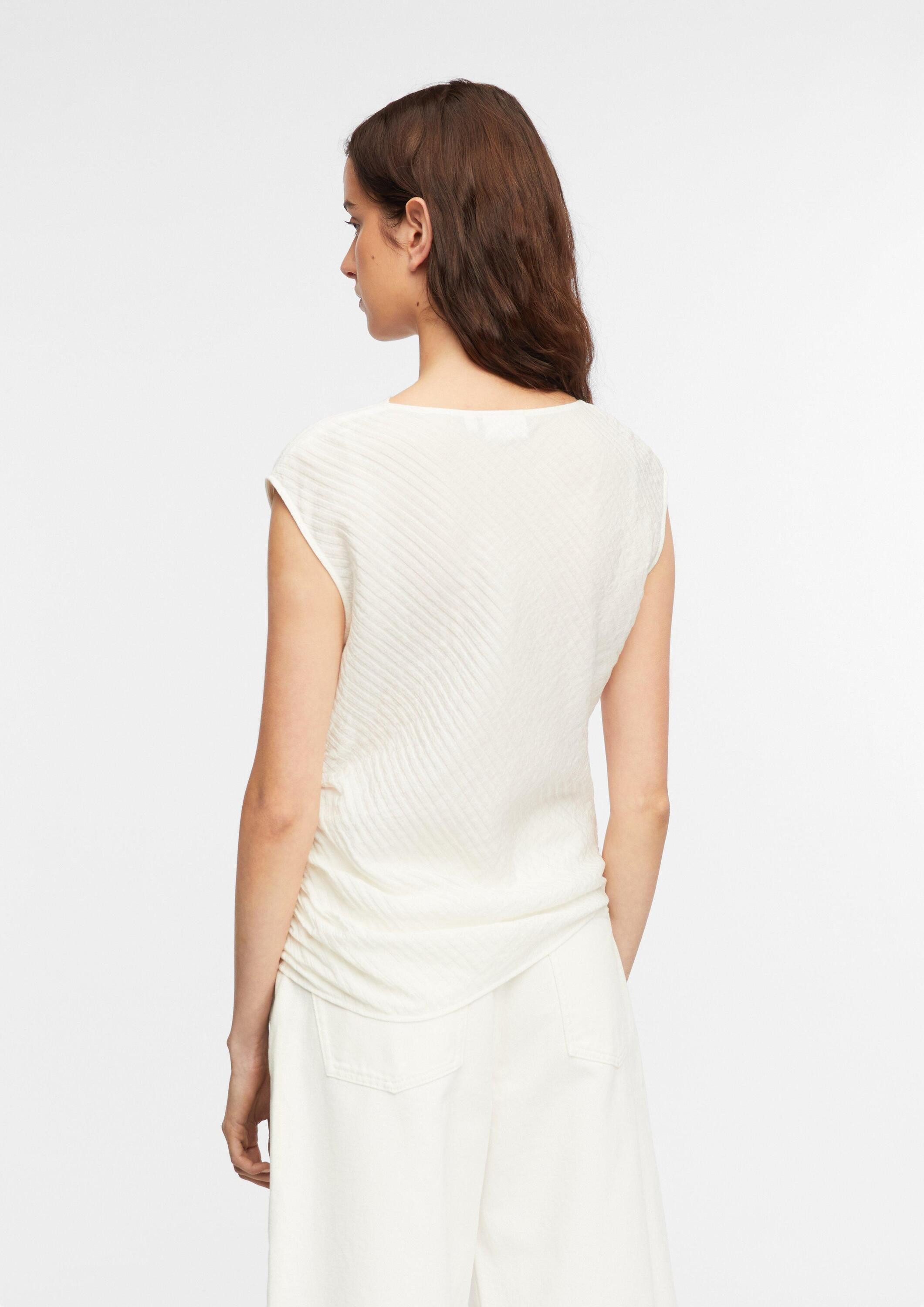 comma Blusentop Bluse Strukturiertes Top mit Raffung