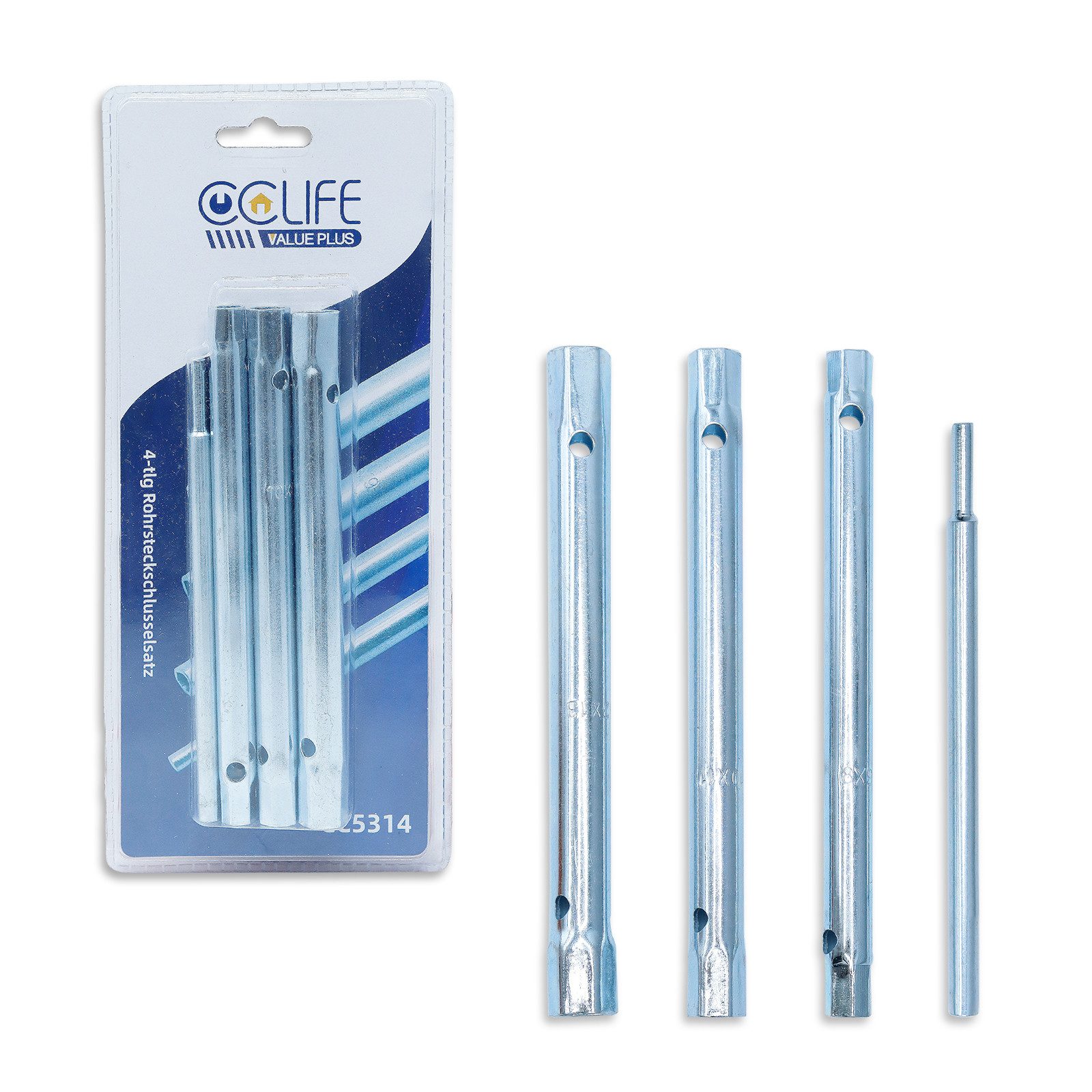 CCLIFE Bit- und Steckschlüsselset Rohrsteckschlüsselsatz 4-tlg 8-12 mm & 10-tlg 6-22 mm, 4-St.
