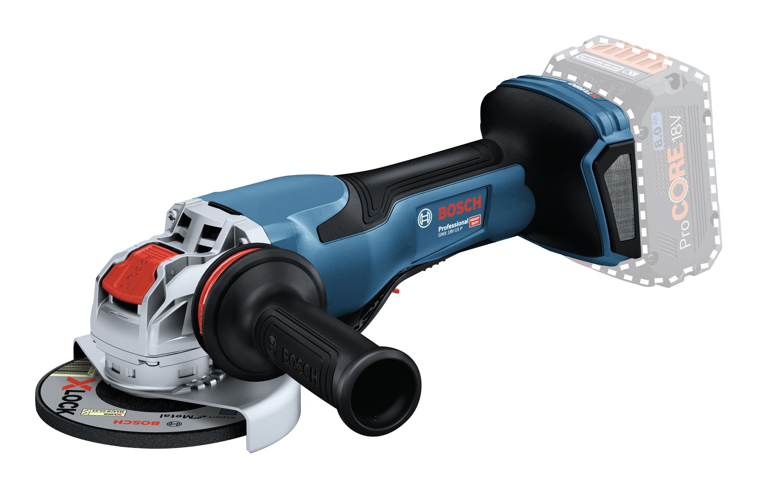 BOSCH Akku-Winkelschleifer GWX 18V-15 P BITURBO, max. 9800 U/min, Mit X-LOCK Ohne Akku - im Karton