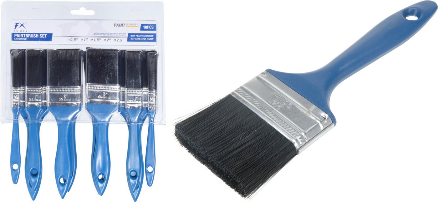 Koopman Malpinsel Pinsel Lack Set 10 Teile Blau 12- 50 MM Kunststoff Haare, (Set, 10 St., Packung), 10tlg, Farbpinsel, Malerpinsel, div. Größen, Kunststoffborsten