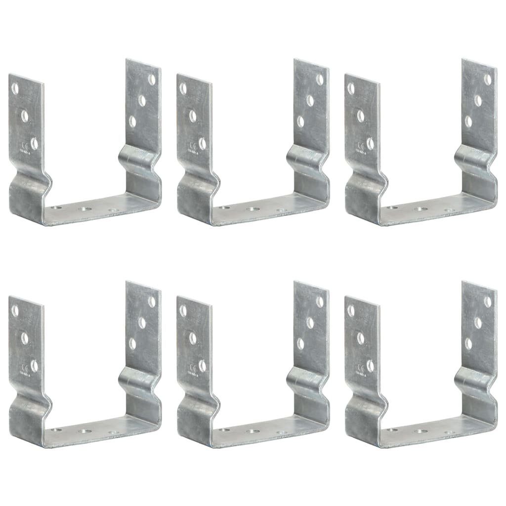 vidaXL H-Pfostenanker Pfostenträger 6 Stk. Silbern 14×6×15 cm Verzinkter Stahl, (6-St)