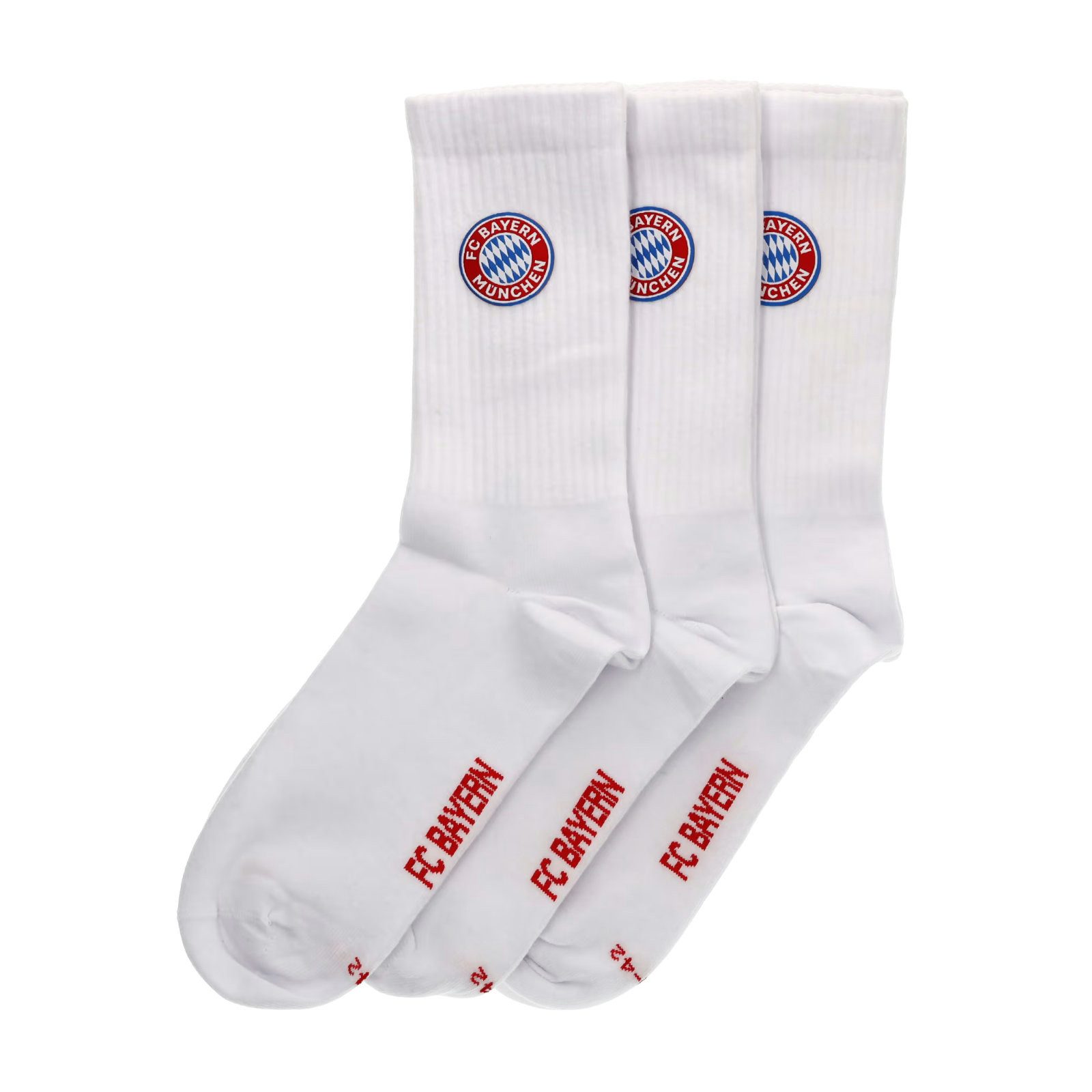FC Bayern München Socken FC Bayern Socken Crew 3er-Set Unisex weiß 39-42