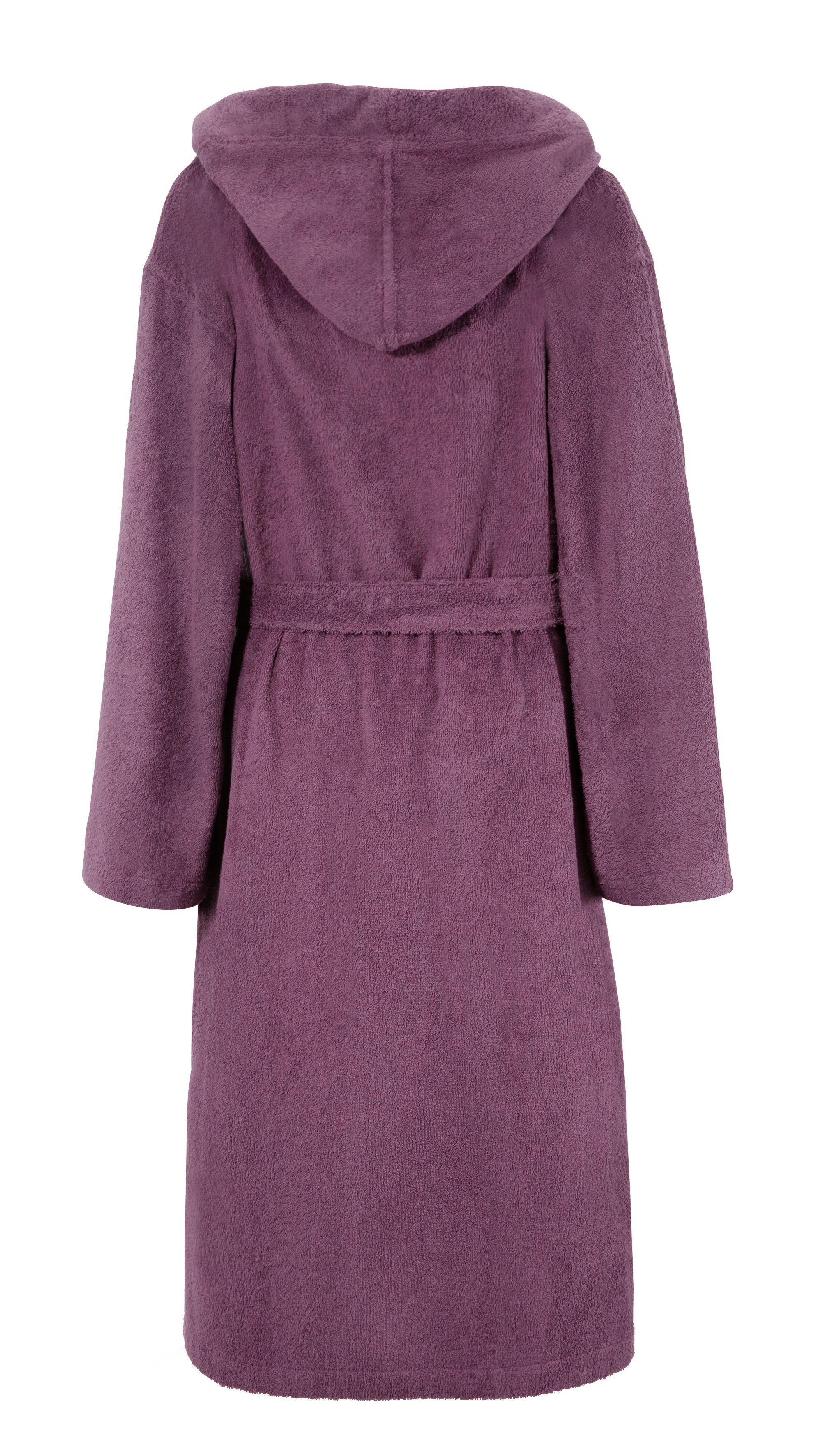 KangaROOS Unisex-Bademantel Cassidy, für Damen & Herren, Standardlänge & Überlänge, Langform, Walkfrottee, Kapuze, Gürtel, mit Taschen, Männer und Frauen, Baumwolle, Reise, Hotel, Sauna, S-3XL