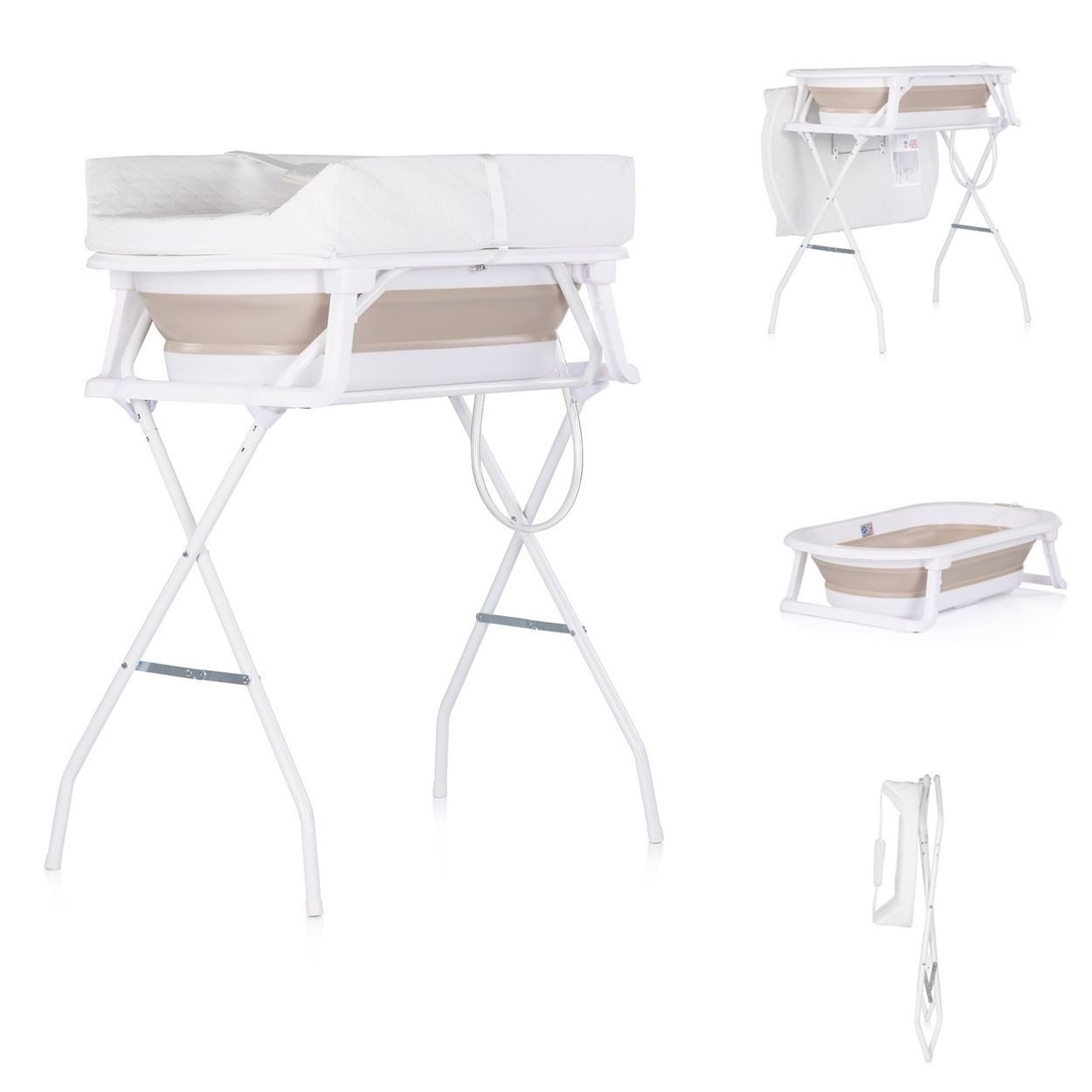 Chipolino Babybadewanne Sonata 2 in 1, Wickeltisch, Ständer, faltbar, Thermometer, bis 11 kg, Sicherheitsgurt