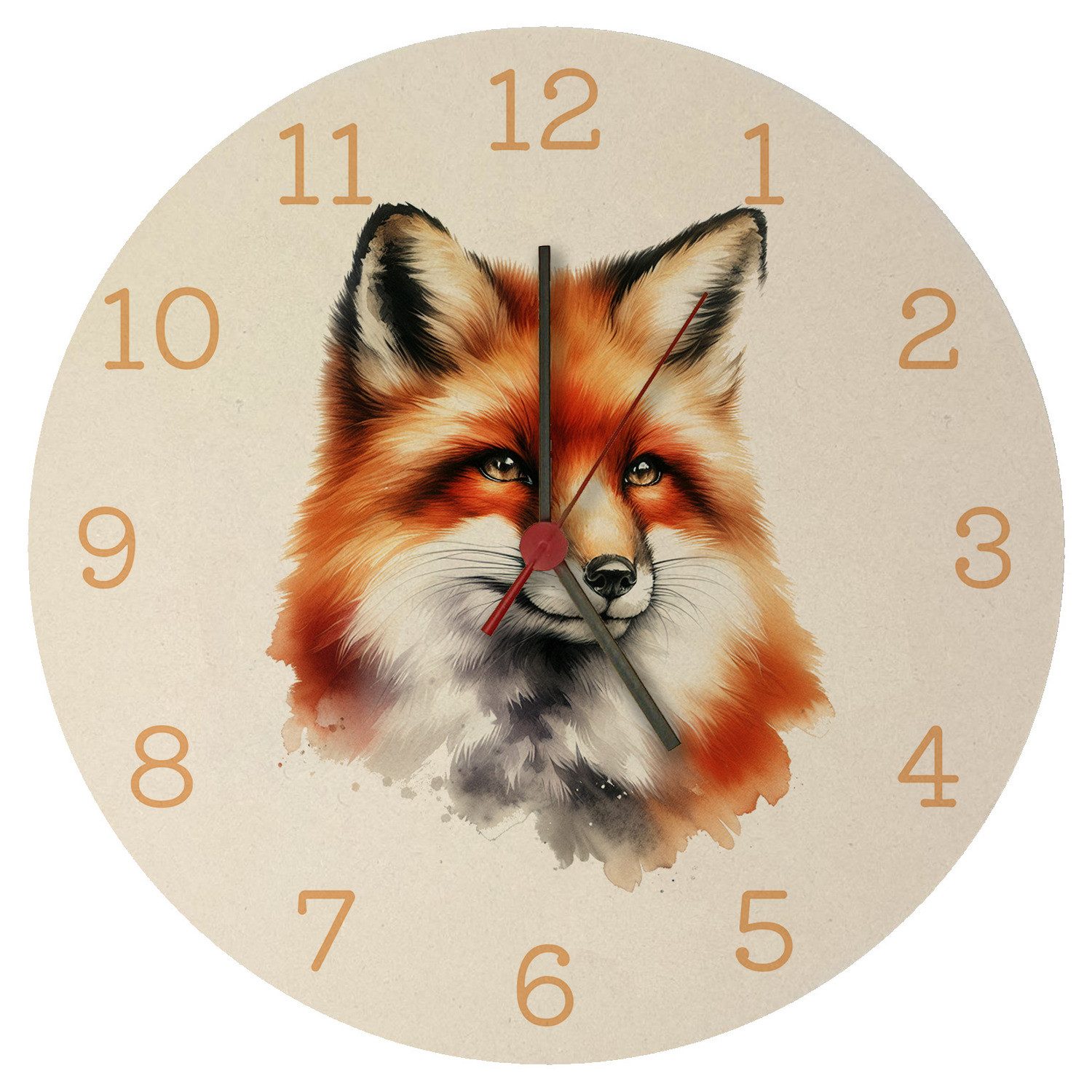 speecheese Wanduhr Fuchs Porträt Aquarell Wanduhr günstig online kaufen