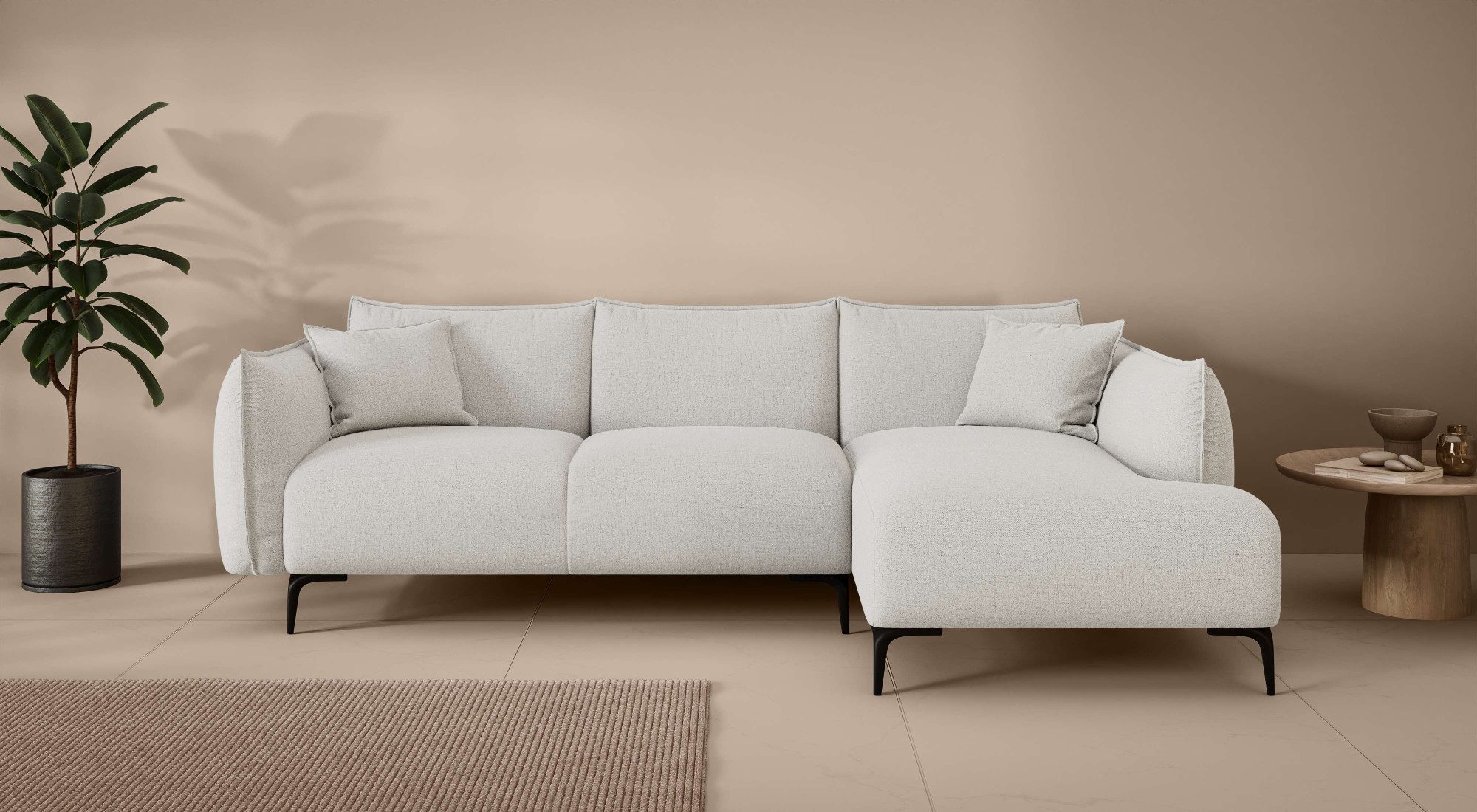 LeGer Home by Lena Gercke Ecksofa Adelita mit Ottomane links oder rechts bestellbar, B/H/T 270/97/168, L-Form mit Wellenunterfederung, enthält 2 Zierkissen