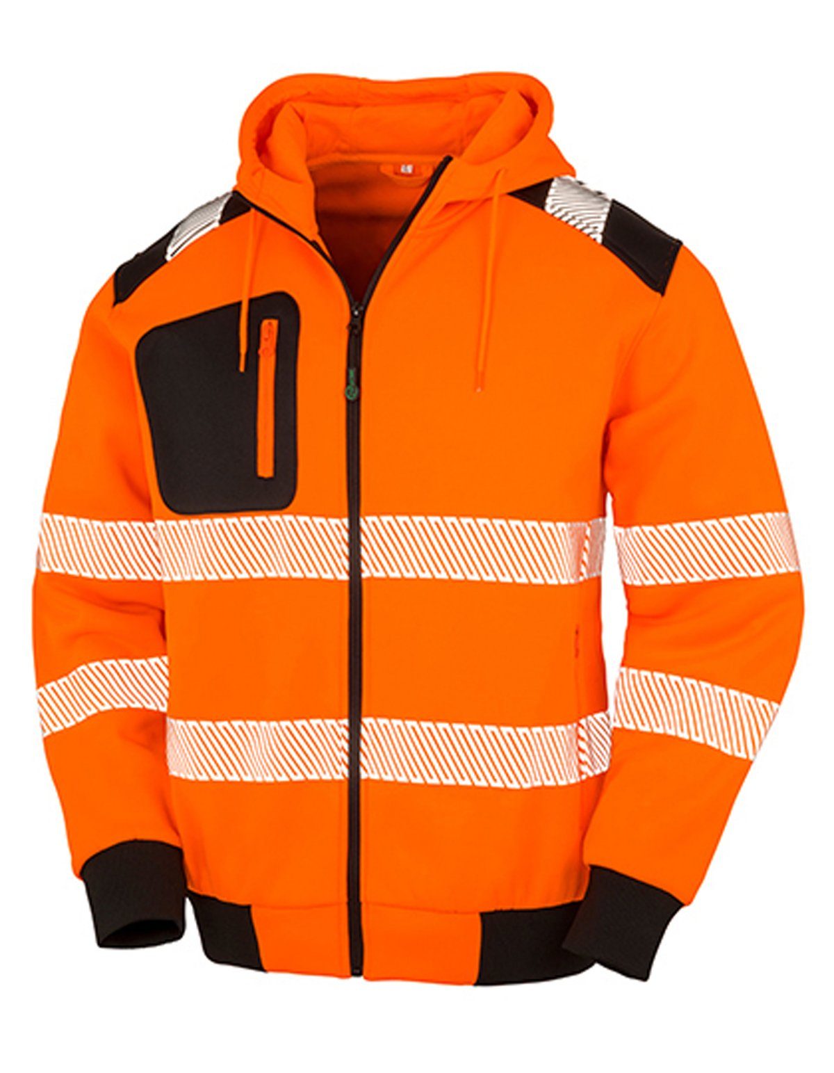 Result Arbeitsjacke Sicherheitsjacke Safety Jacke aus recyceltem Polyester atmungsaktiv RT503 Fluorescent Orange-Black