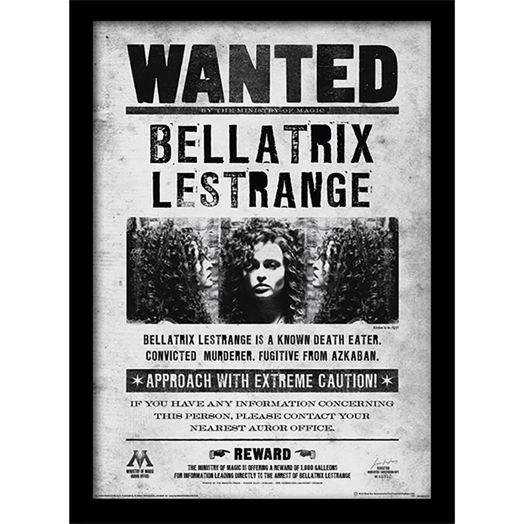Harry Potter Bild mit Rahmen Bellatrix Lestrange Wanted Poster, Gerahmtes Bild Kunstdruck Azkaban