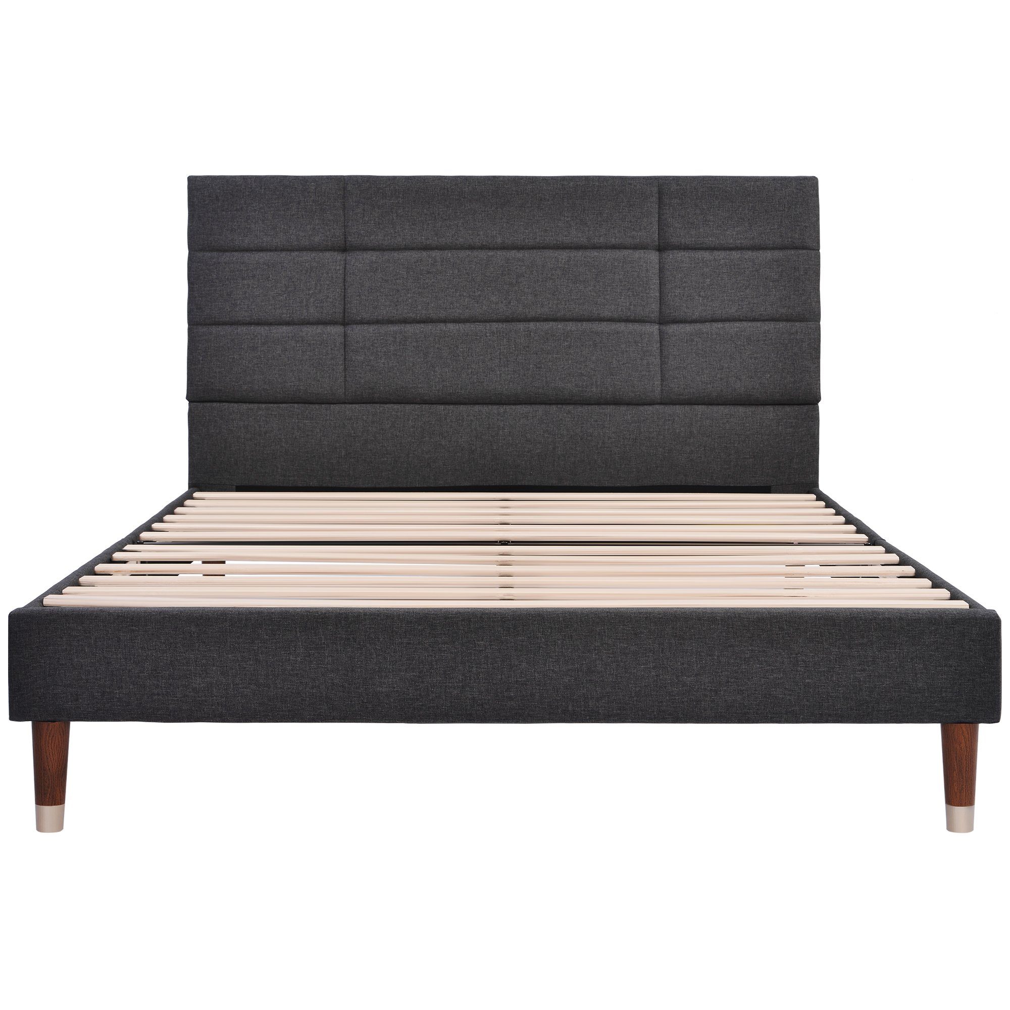 Holzbett 140x200cm REDOM Polsterbett Funktionsbett Massivholzbett ohne Matratze oder Matratze) Dunkelgrau Bett (mit Doppelbett