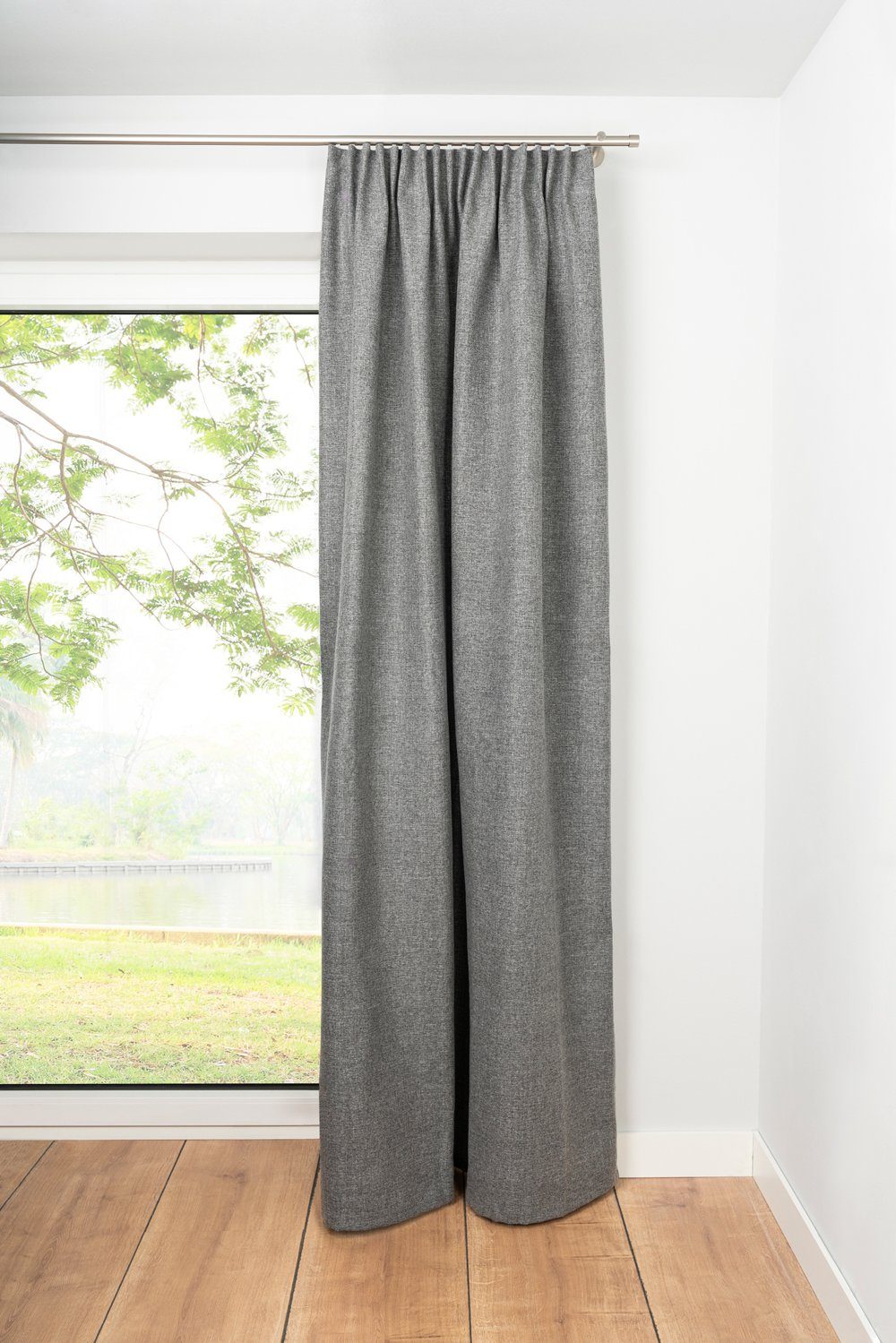 Vorhang Chalet, ondeco, Schlaufenschal Grau moderner Polyester, verdeckte St), (1 100% Schlaufen