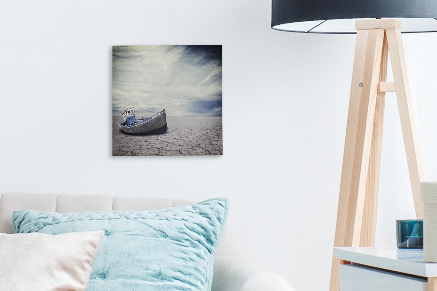 OneMillionCanvasses® Leinwandbild Ein St), unter schneeweißen altes Wohnzimmer Leinwand (1 Bilder Wolkenbett, für einem Boot Schlafzimmer