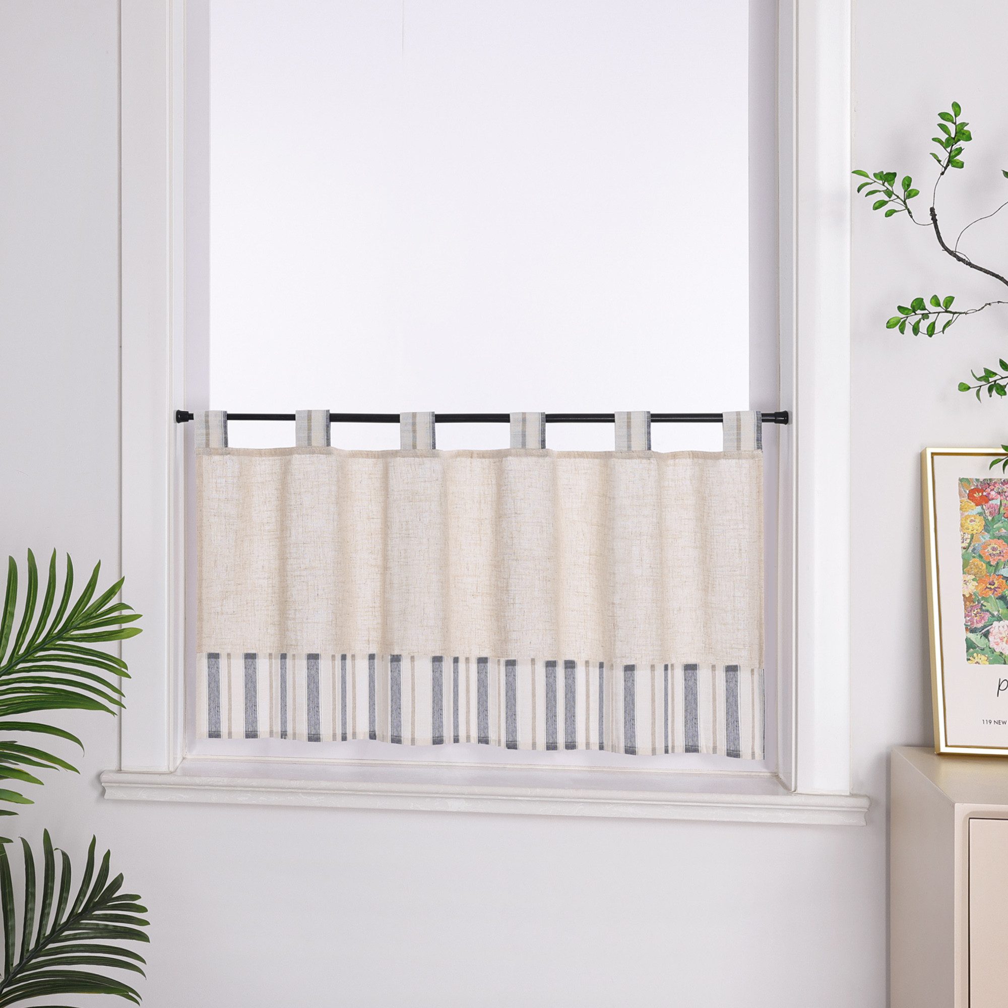 Joyswahl Scheibengardine (1 St), Schlaufen, halbtransparent, Leinenoptik Ku günstig online kaufen