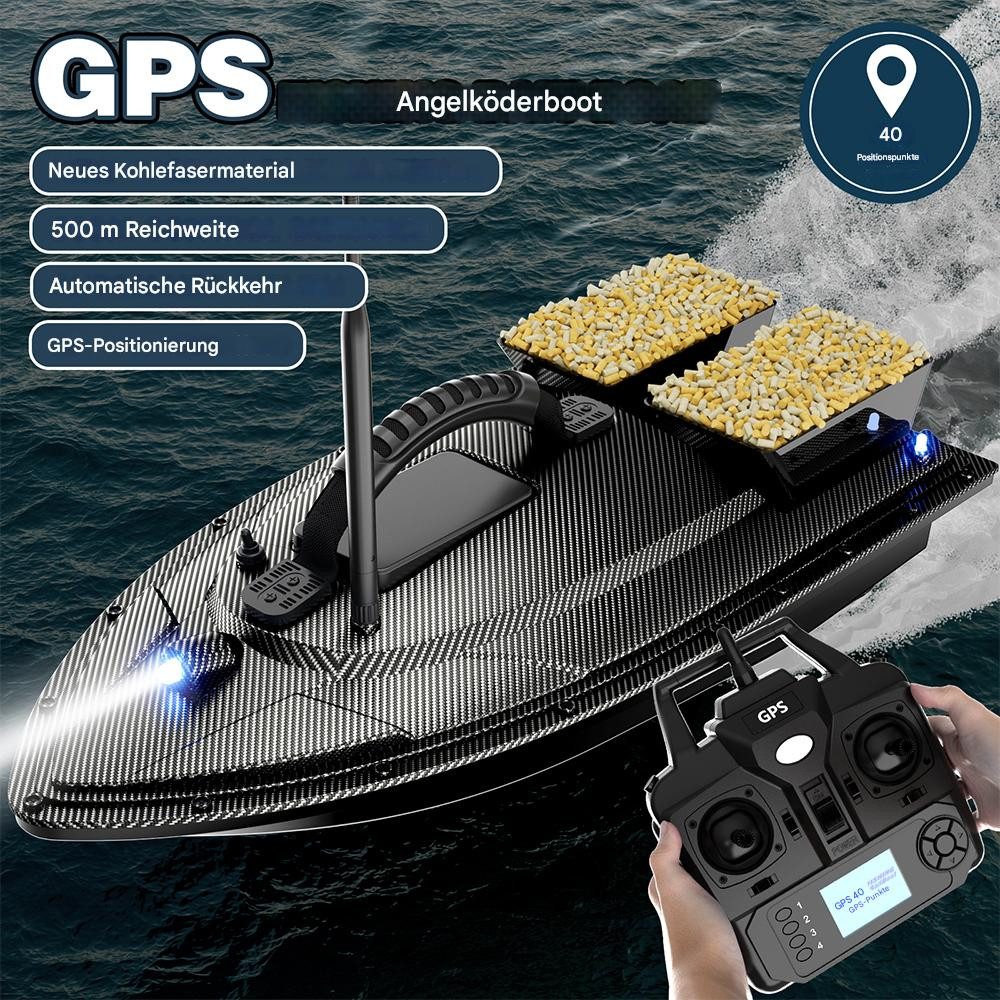 GARRYFIZH RC-Boot GPS Futterboot Köderboot, 1.5kg Traglast 2 Kammern