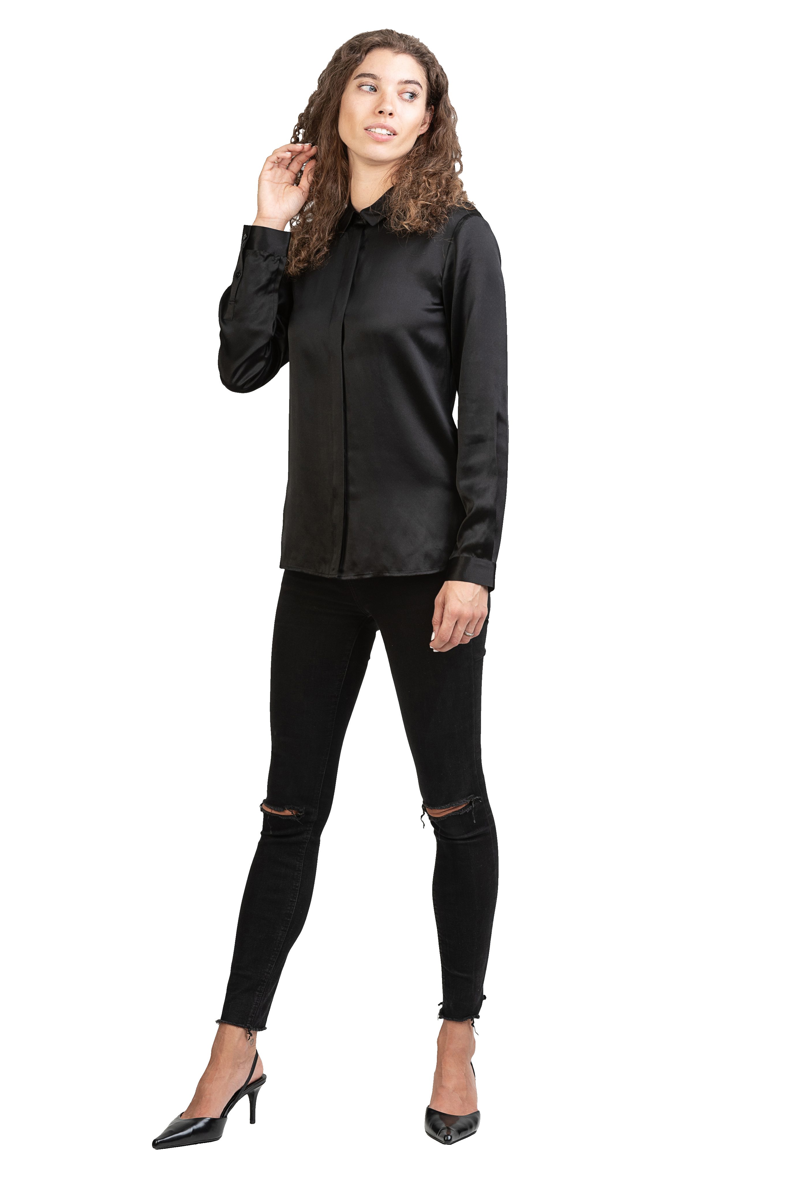 Posh Gear Seidenbluse Camicia da Donna Bluse aus Seide blickdichte Seide günstig online kaufen