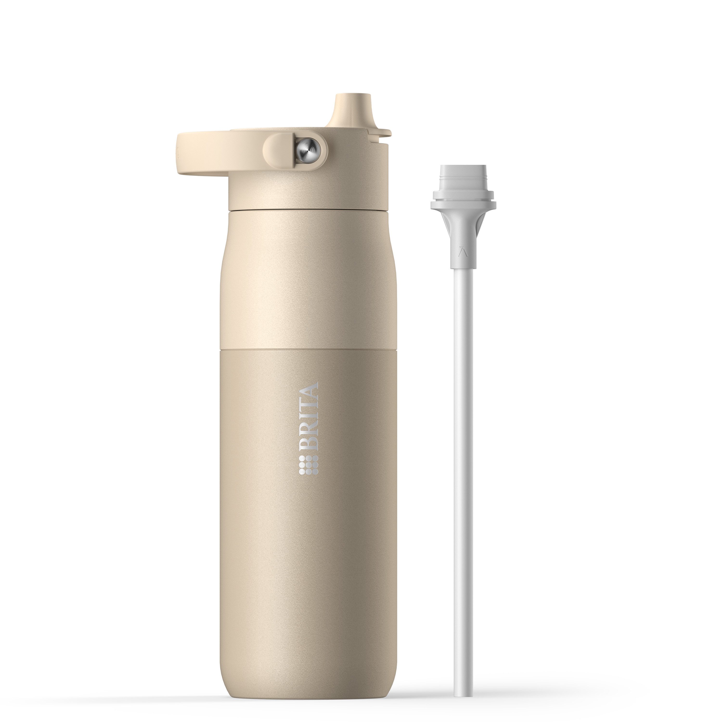 BRITA Trinkflasche BRITA LARQ Essential Trinkflasche (680ml) mit Strohhalm, Edelstahl Wasserflasche mit doppelwandiger Isolation - hält 24h kalt