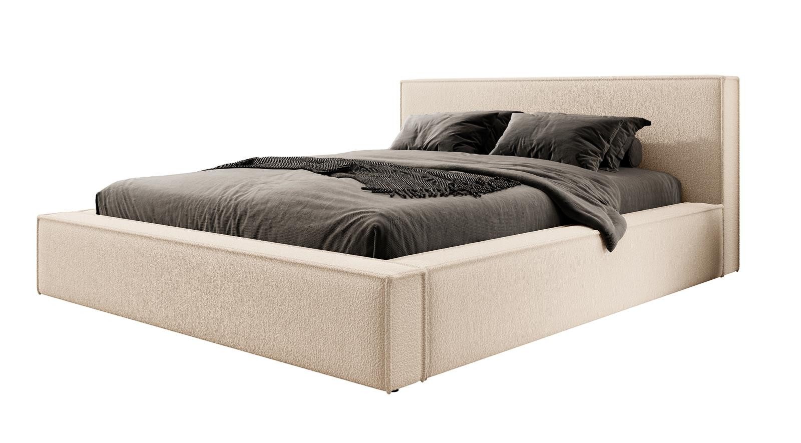 Compleo Polsterbett Boucle-Bett mit Stauraum, Doppelbett günstig online kaufen