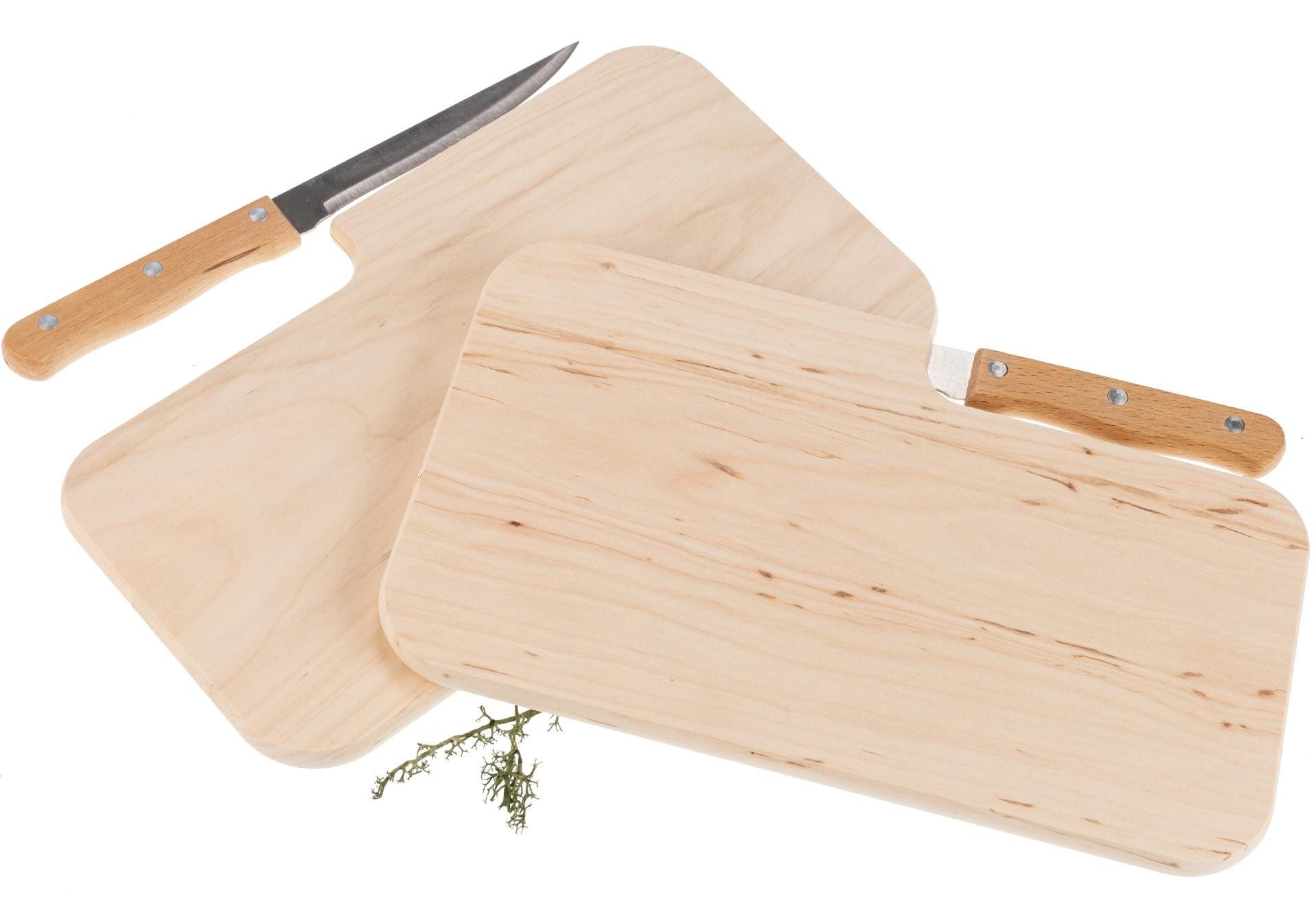 Holz Frank Schneidebrett Schneidebrett mit integriertem Messer aus FSC® Erle 26 x 15,5 x 1,2 cm, Holz, (1-St)
