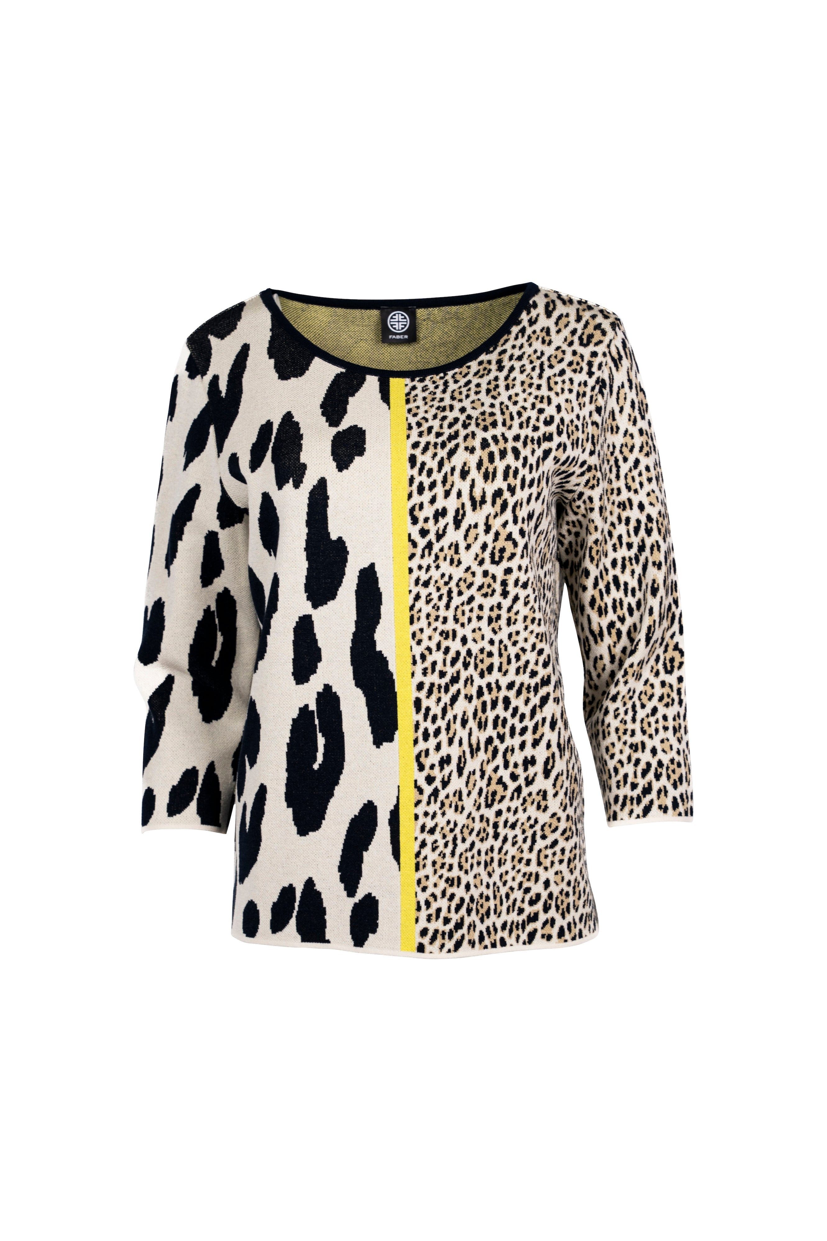 Faber 3/4 Arm-Pullover 3/4 Pullover mit Leo-Jacquard-Muster Fledermausärmel