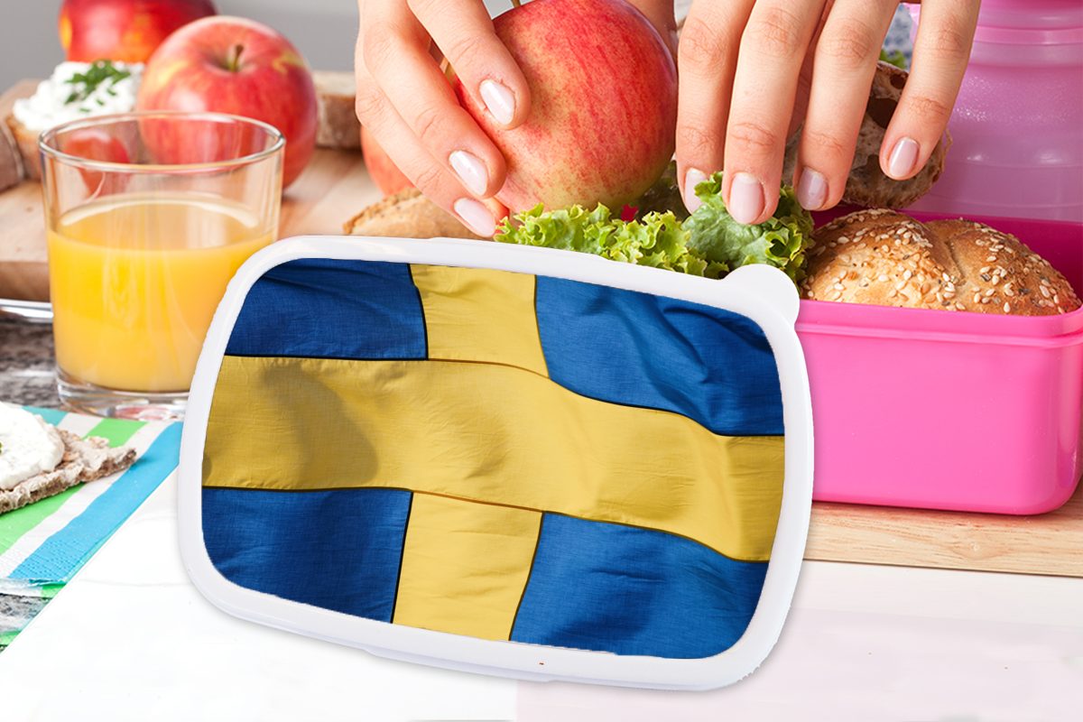 MuchoWow Lunchbox Nahaufnahme der rosa Schweden, Brotdose Kinder, Kunststoff (2-tlg), von für Mädchen, Brotbox Snackbox, Flagge Kunststoff, Erwachsene