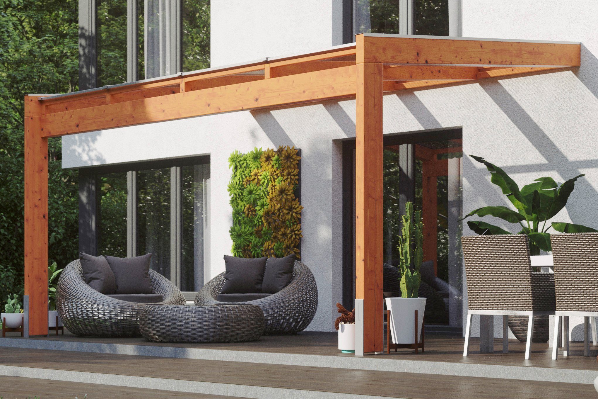 Skanholz Terrassendach Novara, BxT: 450x309 cm, Bedachung Doppelstegplatten, BxT: 450x309 cm