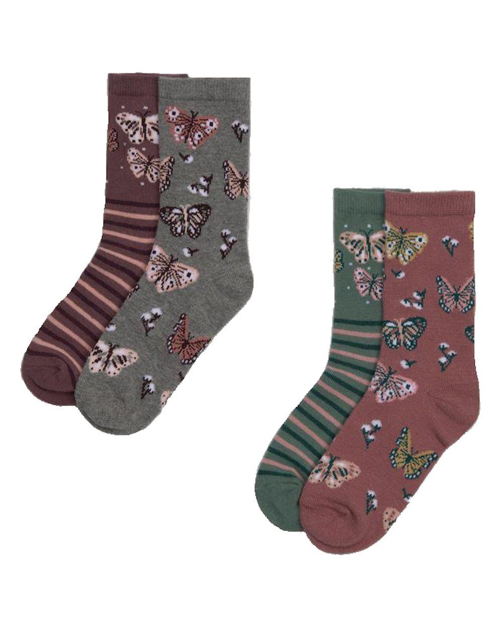 YSABEL MORA Socken Ysabel Mora 4er Pack Mädchen Socken Strümpfe Schmetterling mehrfarbig (4-Paar)