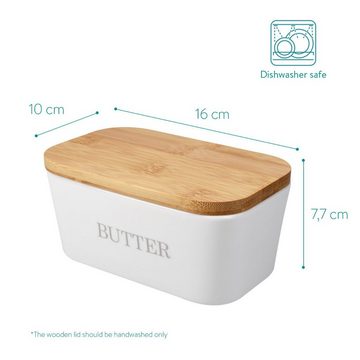 Navaris Lunchbox Keramikdose mit Bambusdeckel - mit Silikon Dichtungsring, Keramik, (1-tlg)