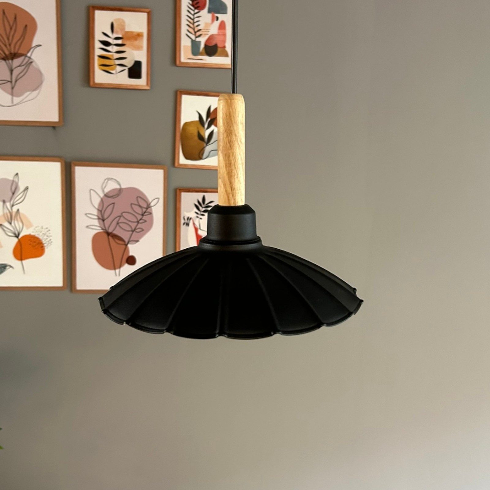 Bamyum Pendelleuchte Pendelleuchte Risso Holz Metall, Modern Hängelampe, ohne Leuchtmittel