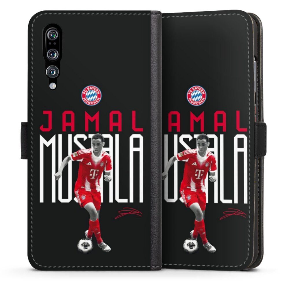 DeinDesign Handyhülle FC Bayern München Jamal Musiala Offizielles Lizenzprodukt, Huawei P20 Pro Hülle Handy Flip Case Wallet Cover Handytasche Leder