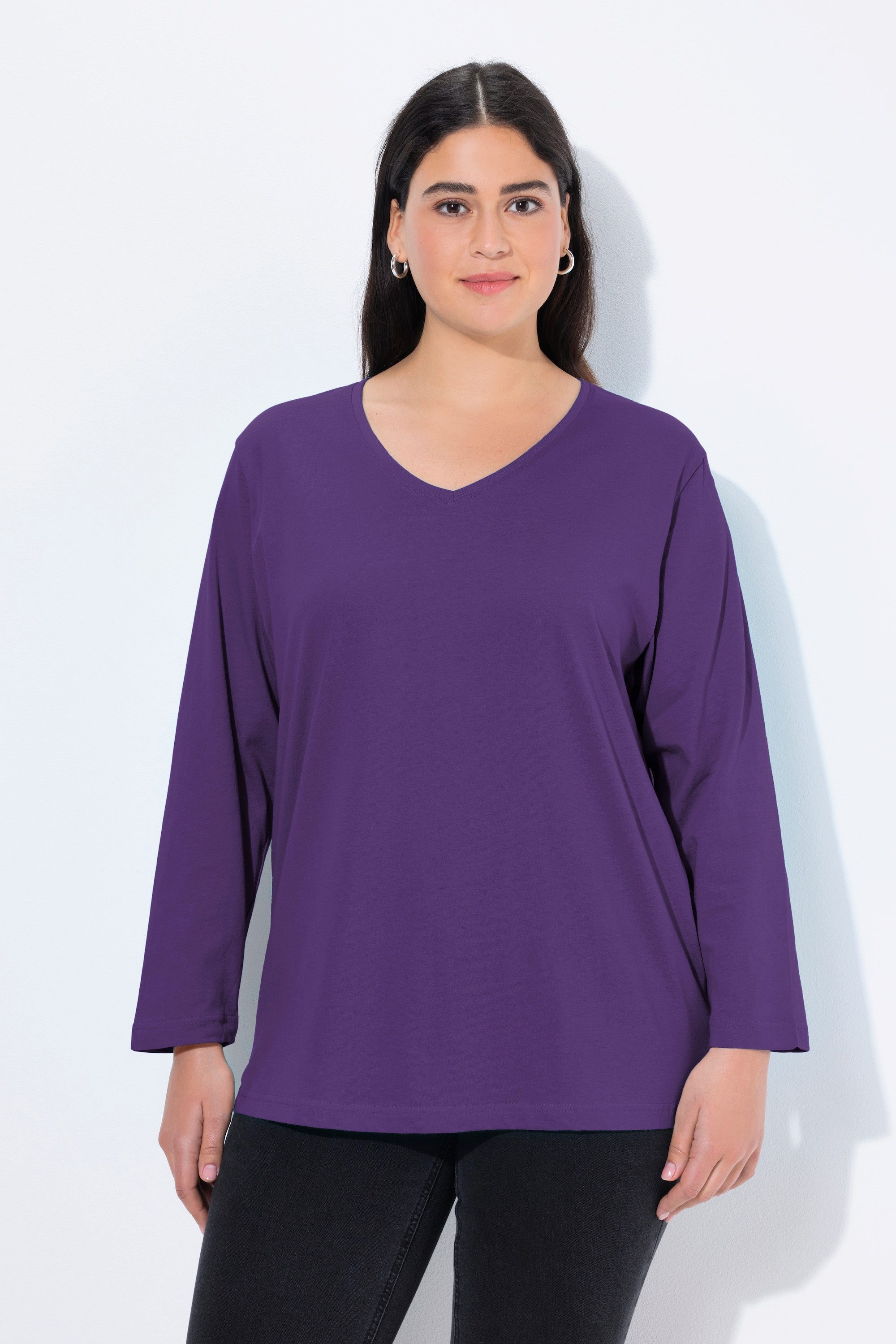 T-Shirt Shirt V-Ausschnitt Relaxed Langarm