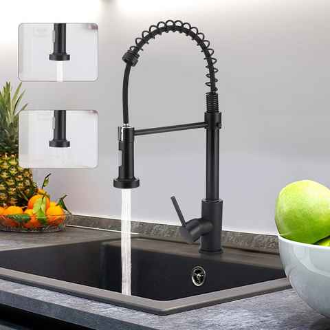 WILGOON Küchenarmatur Edelstahl Wasserhahn, Ausziehbar Einhandmischer 360° schwenkbar, 2-fach verstellbar