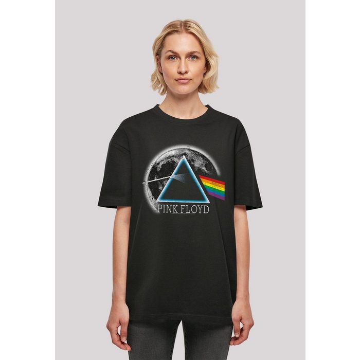 F4NT4STIC T-Shirt Pink Floyd Music Rock Band Dark Side of The Moon Distressed Moon