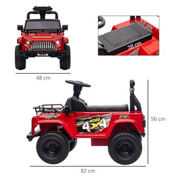 HOMCOM Elektro-Kinderauto Geländewagen mit Musikanschluss, Kinderfahrzeug mit Stauraum, Rot, Belastbarkeit 25 kg, (1-tlg), 82L x 48B x 56H cm