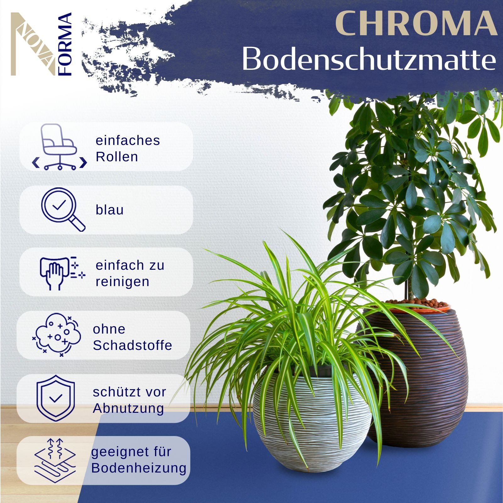 Nova Forma Bodenschutzmatte CHROMA, bunte Stuhlmatte in Trendfarben - Boden günstig online kaufen