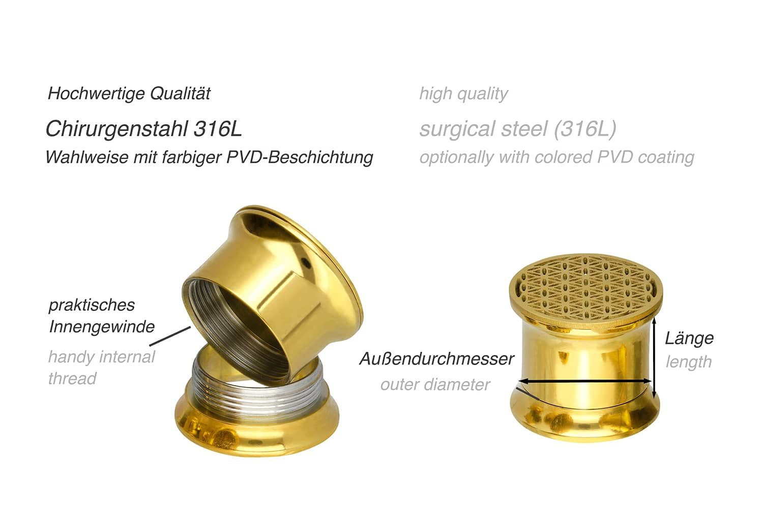 PIERCINGLINE Plug Chirurgenstahl Double Flared Tunnel BLUME DES LEBENS (Tunnels, 1-tlg)