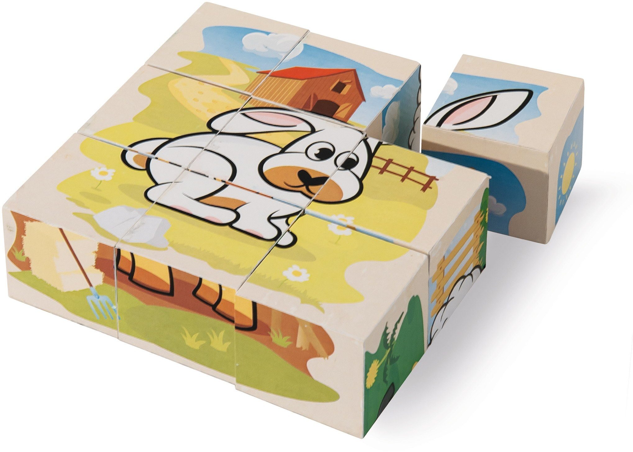 Eichhorn Puzzle 9 Teile Kinder Würfel Puzzle Holz Bauernhof 100005203, 9 Pu günstig online kaufen