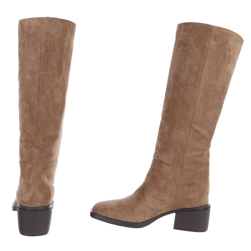 Ital-Design Damen Stiefel hoher Schaft Blockabsatz elegant Stiefel (92299687) Blockabsatz Stiefel in Hellbraun – Bild 5 von 5