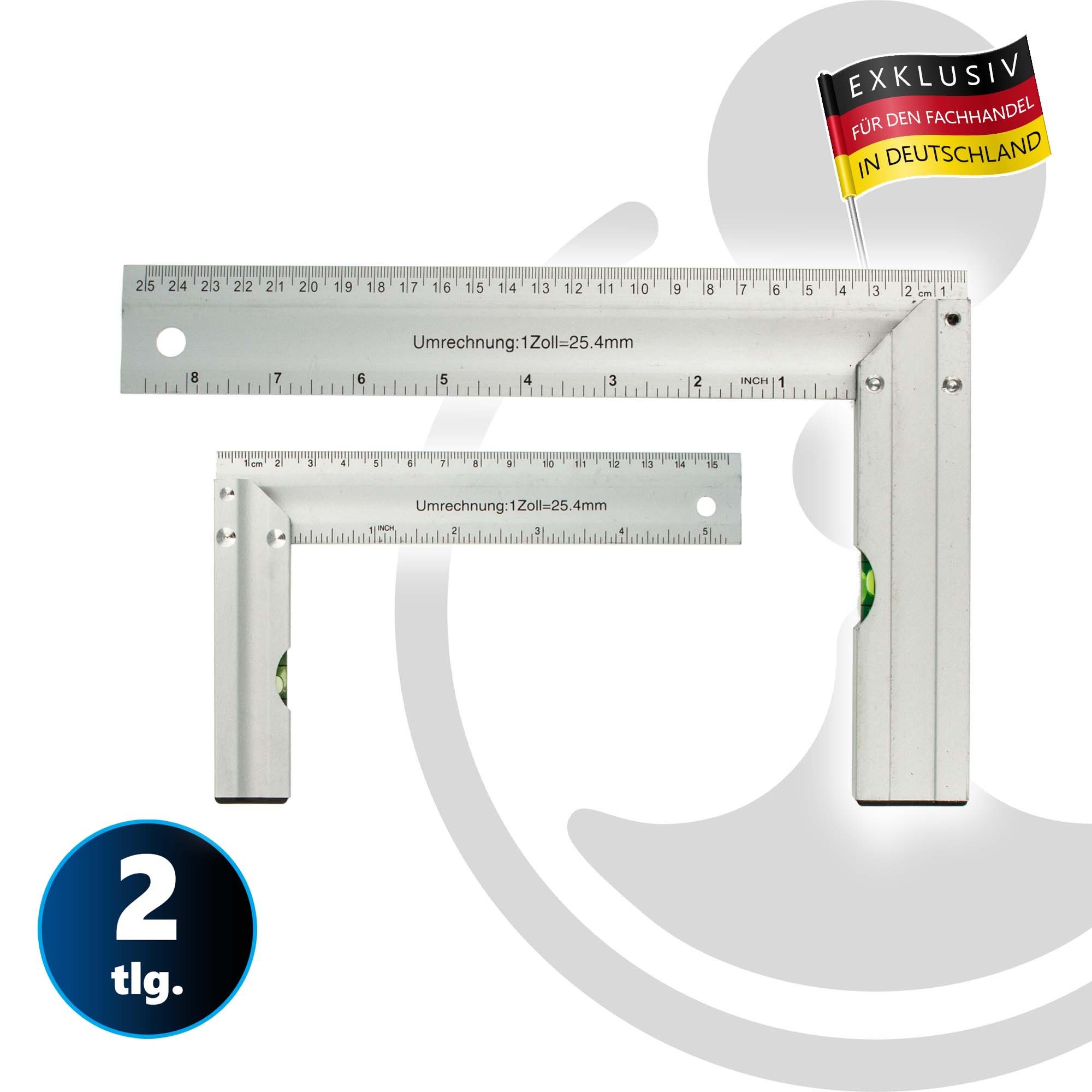 EUROTOOLS Anschlagwinkel Anschlagwinkel-Set 150 mm & 250 mm, 2-teilig, Aluminium