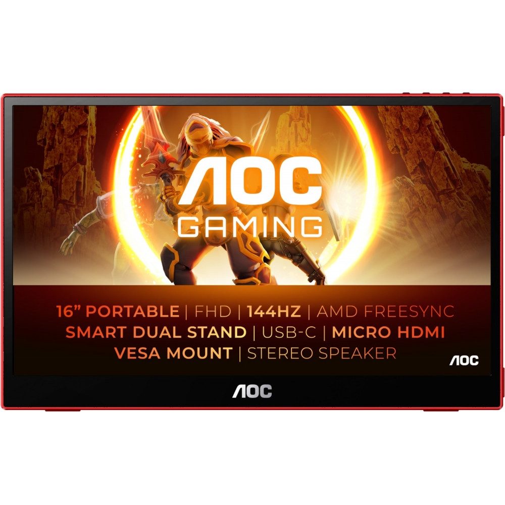 AOC Gaming 16G3 - Gaming Monitor - schwarz/rot Portabler Monitor (Full HD px, Full HD, IPS, Mobiler Gaming Monitor)