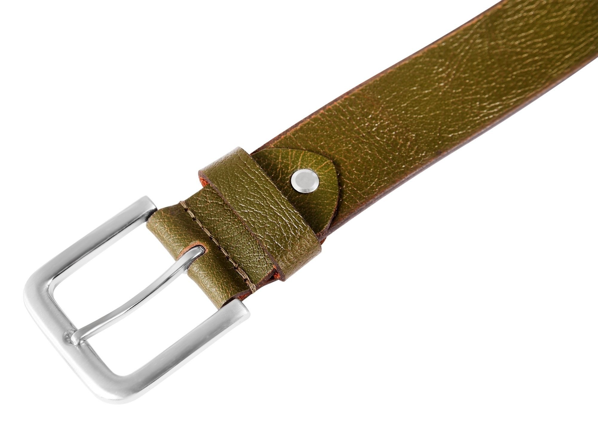 Leonardo Verrelli Ledergürtel hochwertiges Echt Leder, dunkelgrün, 80cm - 140cm (Bundweite)